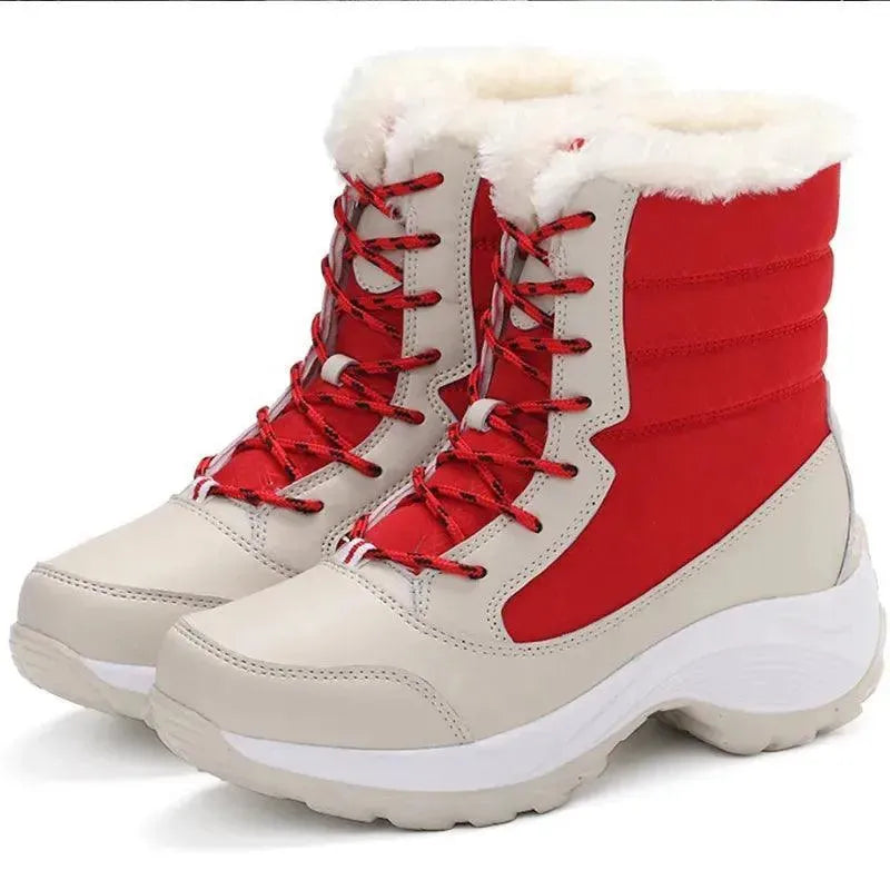Trendy Women's Fur Lace-Up Ankle Boots for Winter - Warm Snow Boots for Casual Outfits & Cold Weather Fashion