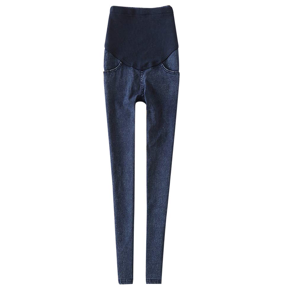 **Stylish Maternity Jeans for Women - High Waisted Over The Bump Ripped Skinny Denim Pants, Stretchy & Comfortable Slim Leggings in Dark Blue | Perfect for Pregnancy, Work, and Casual Outfits**