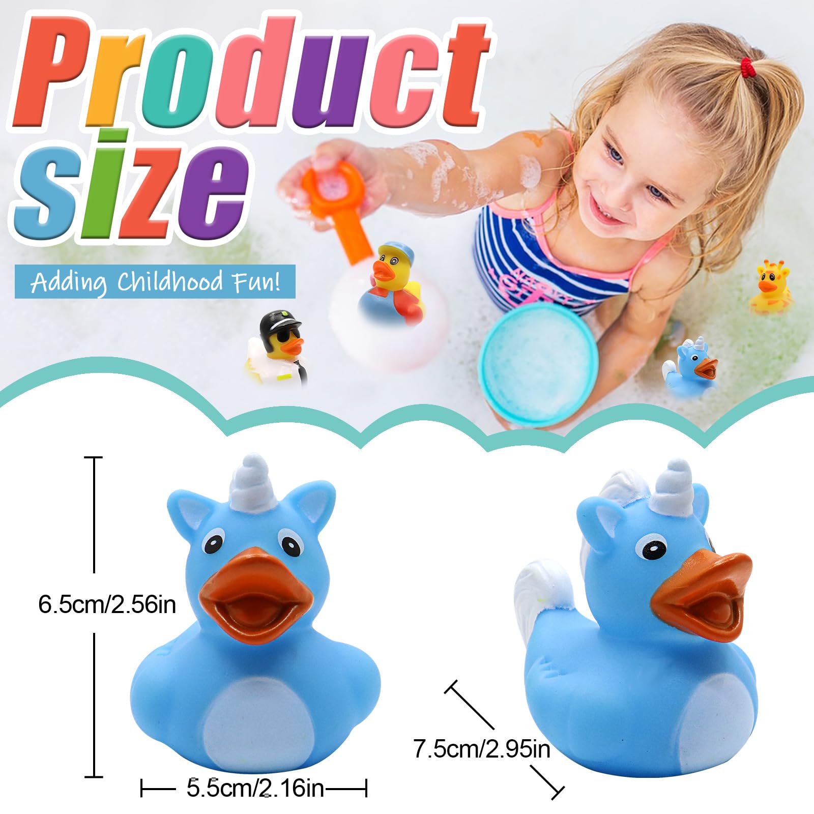 100 Pack Bulk Rubber Duck Bath Toys - Fun Floating Ducks for Kids, Baby Showers, Birthday Gifts & Classroom Prizes | Perfect for Pool, Beach, Summer Parties & Jeep Decorations | Durable Bathtub, Party Favors & Water Play Toys