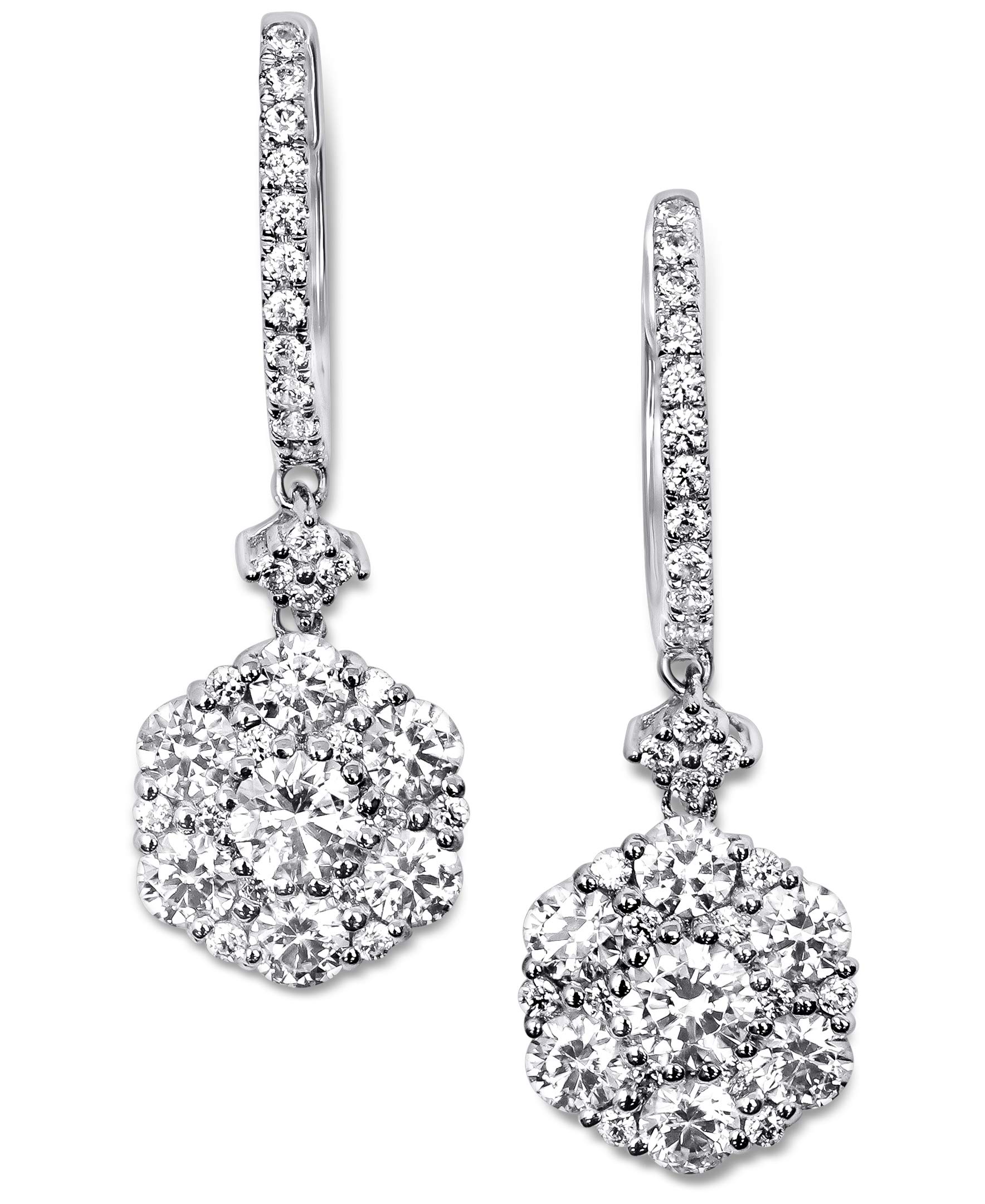 925 Sterling Silver Cubic Zirconia Flower Dangle Earrings for Women - Elegant Floral Drop Earrings for Party, Wedding & Everyday Wear
