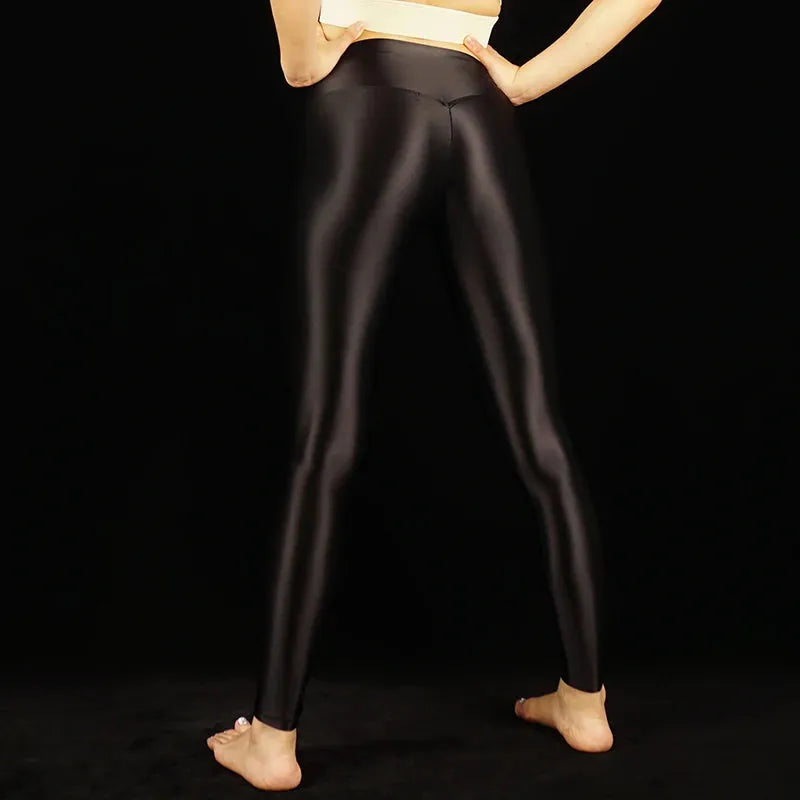 Sexy High Gloss Leggings for Women - Push Up Tight Fitting Yoga Pants with Smooth Shiny Finish | Perfect for Gym, Workout, Fitness & Night Out