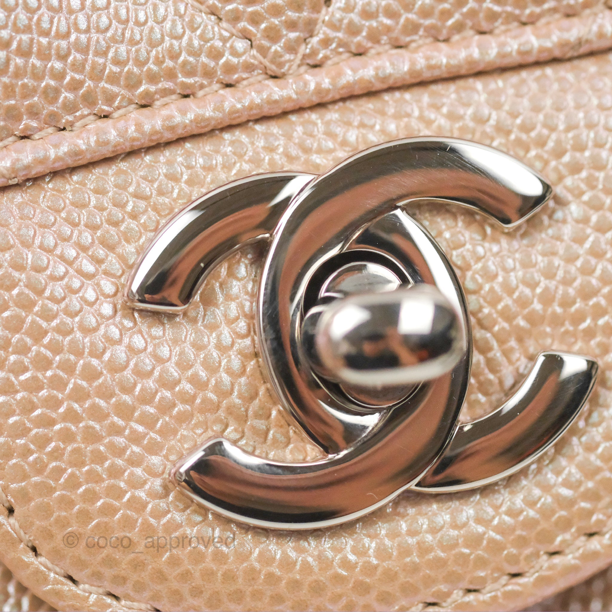 Chanel Chevron Mini Rectangular Flap Bag in Iridescent Rose Gold Caviar Leather with Ruthenium Hardware - Perfect for Evening Events & Luxury Fashion Accessories
