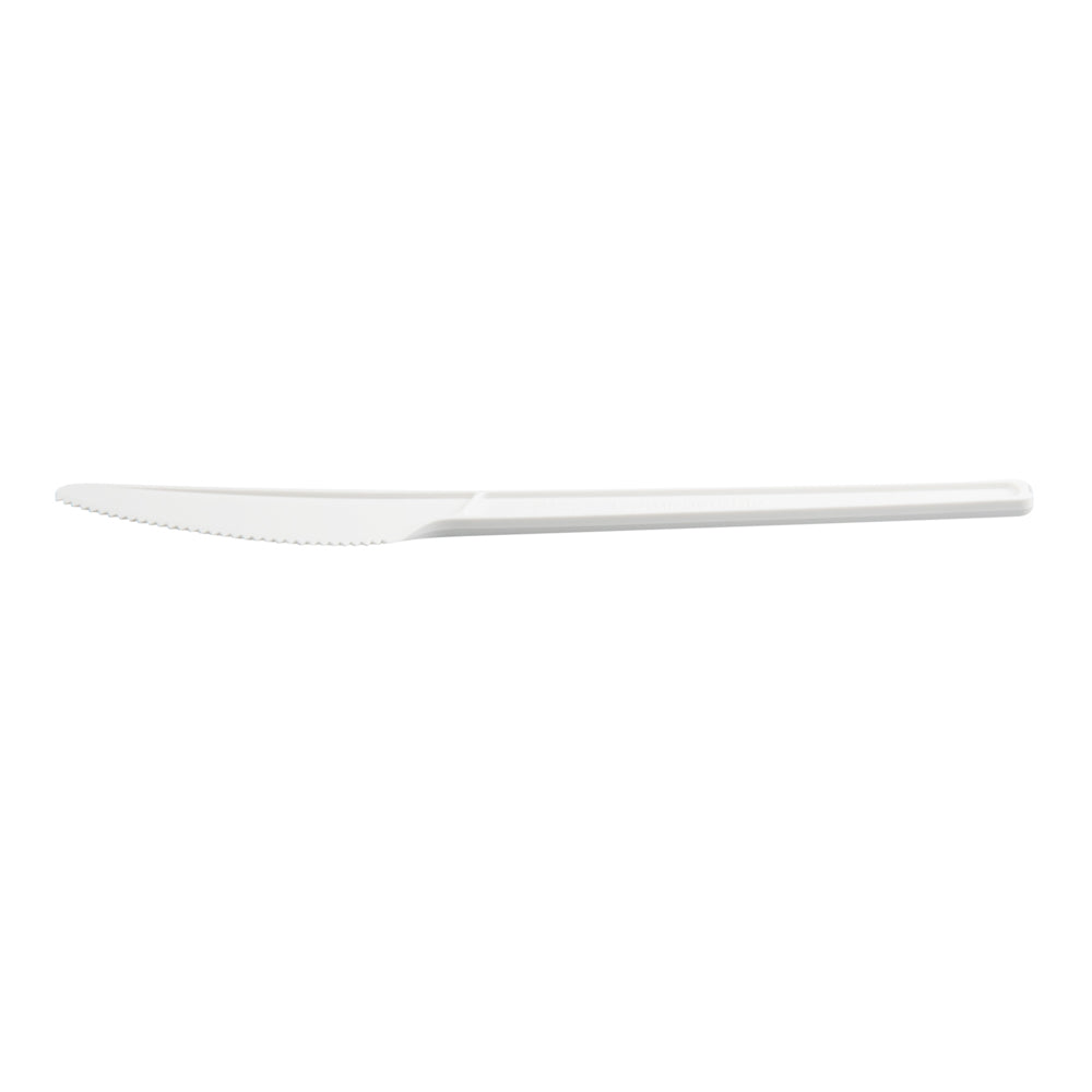 Eco-Friendly White CPLA Compostable Plastic Knives - Heat Resistant, Individually Wrapped, 6.5 Inch, 250 Count Bulk Box - Perfect for Parties, Picnics & Catering Events