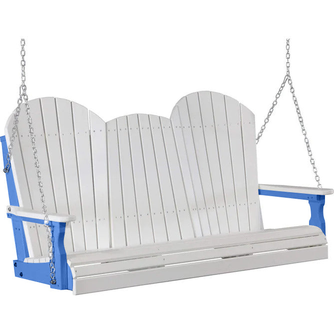 LuxCraft White Adirondack 5ft. Recycled Plastic Porch Swing - Durable Outdoor Patio Furniture for Garden, Backyard & Deck Relaxation
