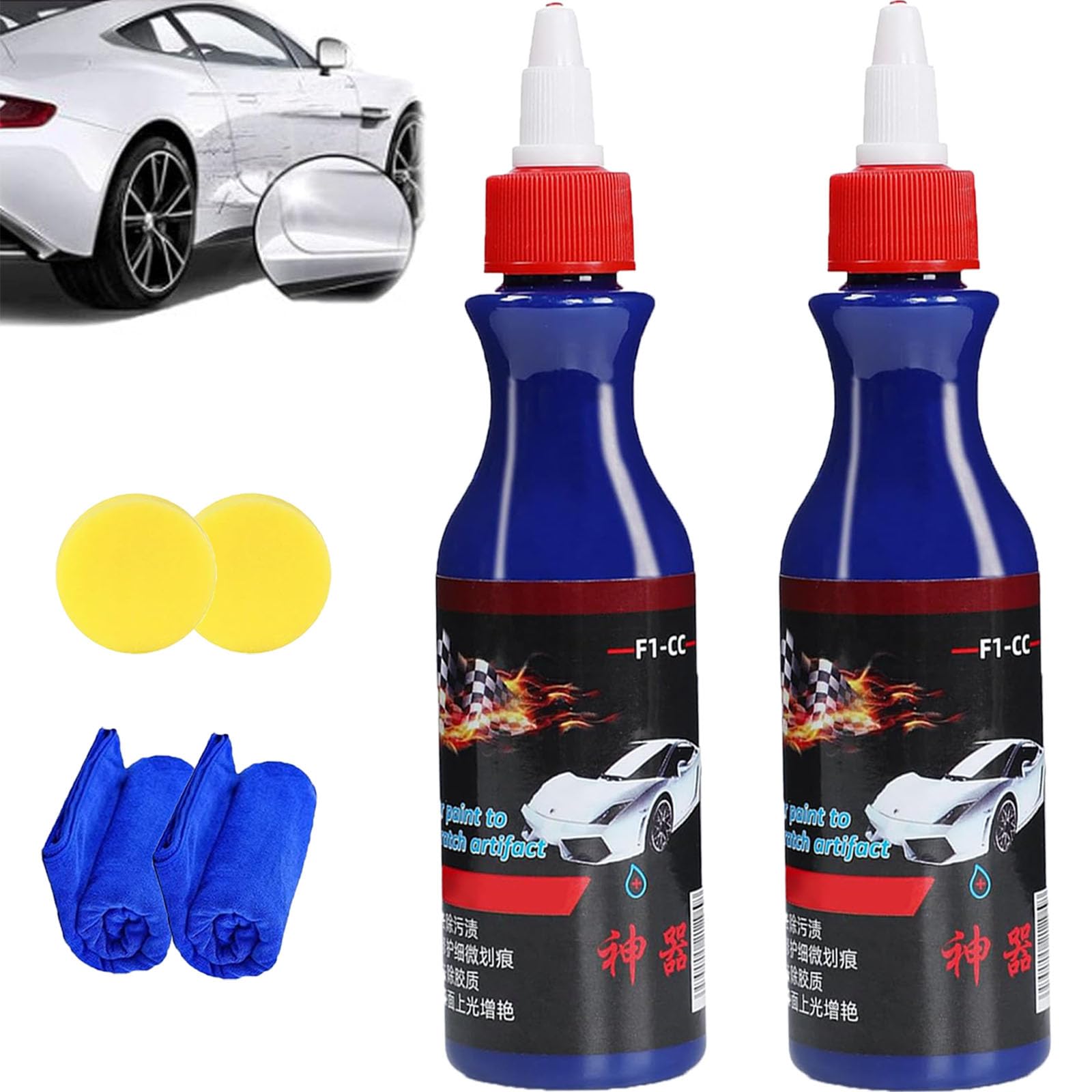 F1-Cc Car Scratch Remover Kit (2Pcs) - Ultimate Paint Restorer & Scratch Repair for Cars - Remove Scratches, Swirls & Paint Defects - Perfect for DIY Car Detailing & Paint Restoration at Home