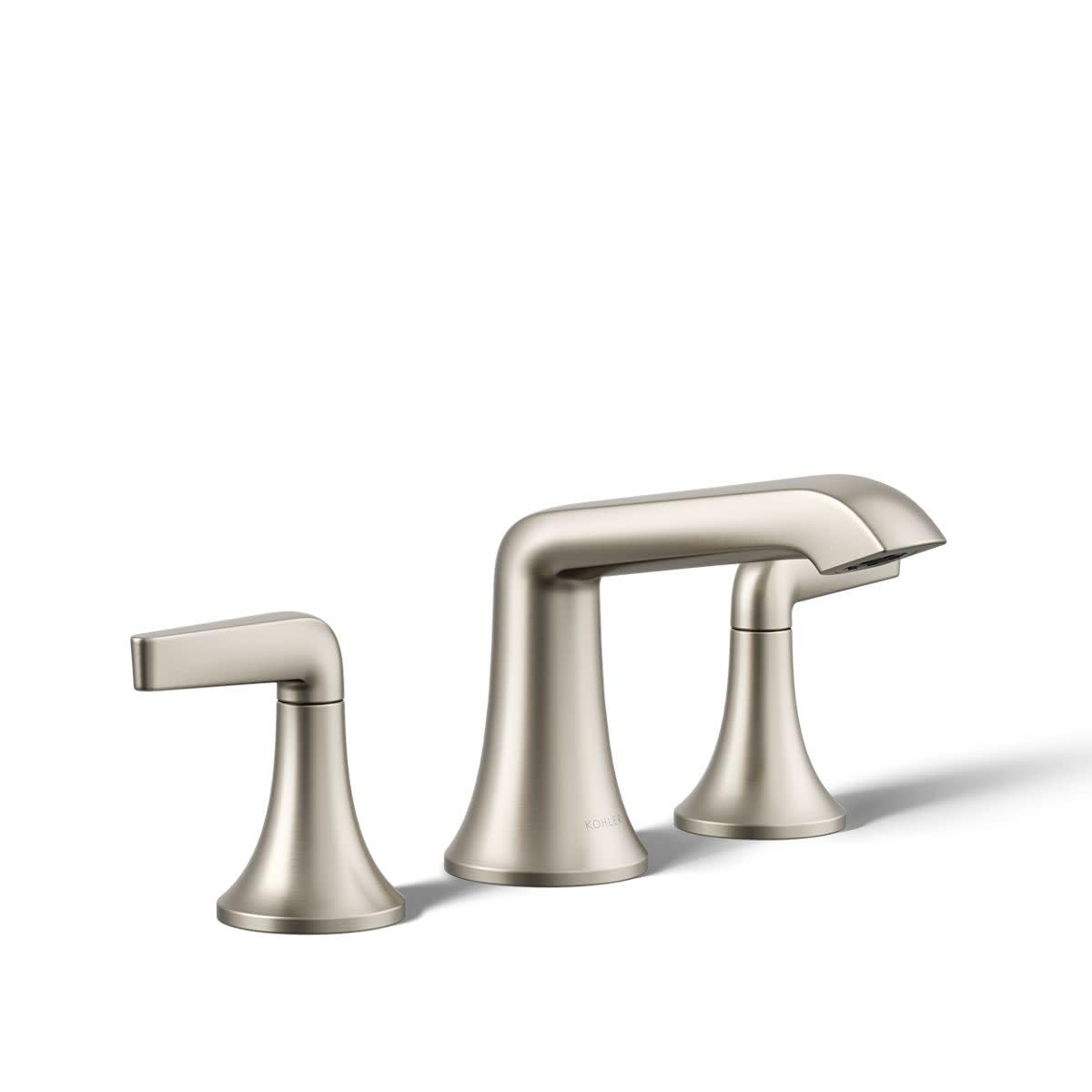 Kohler K-22020-4-BN Bathroom Sink Faucet - Single Handle Brushed Nickel Vessel Faucet for Modern Bathroom Vanity, Perfect for Home & Hotel Renovation