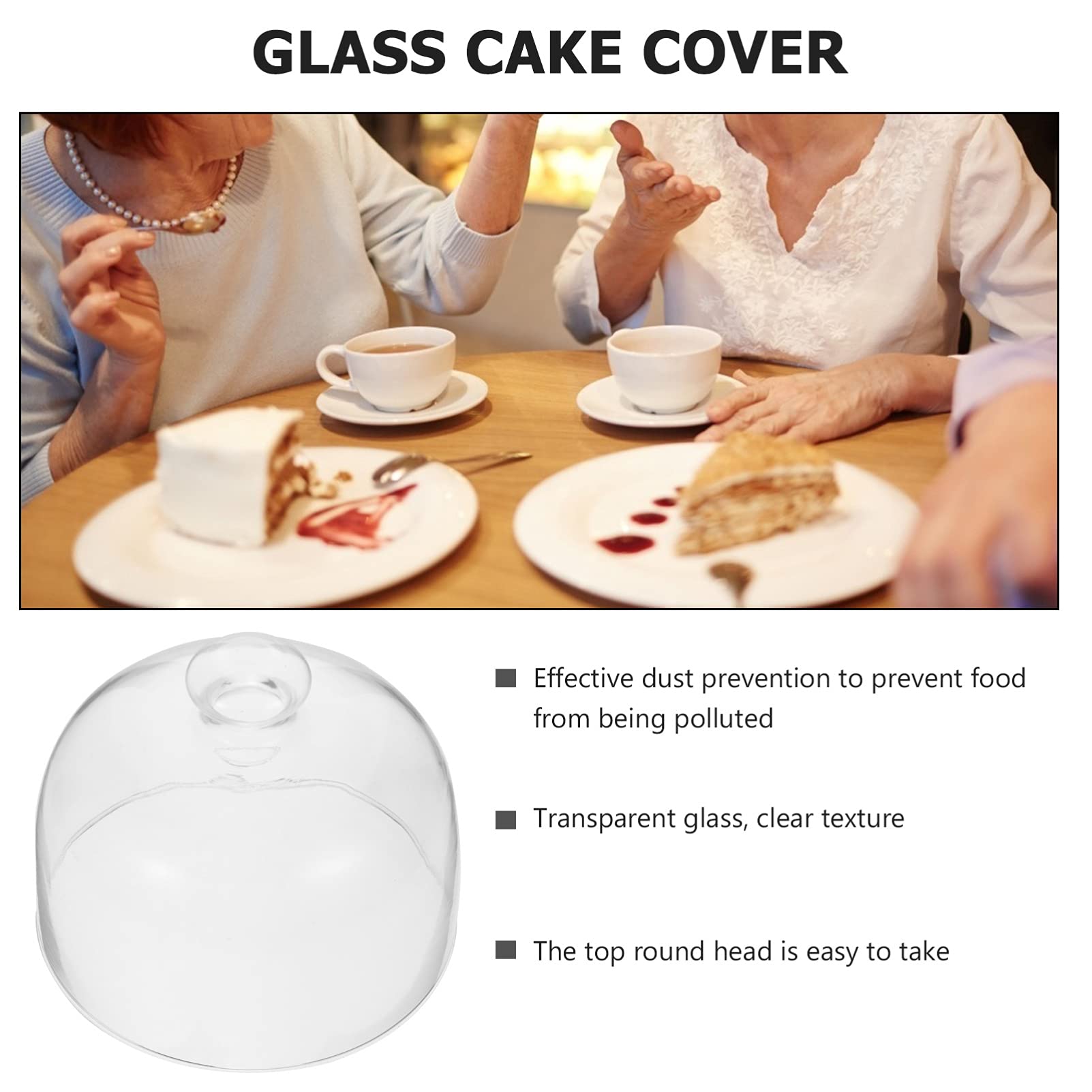 Glass Cake Dome with Lid - Clear Round Cake Cover for Home Baking, Dessert Display & Food Platter - Perfect for Parties, Weddings & Kitchen Storage