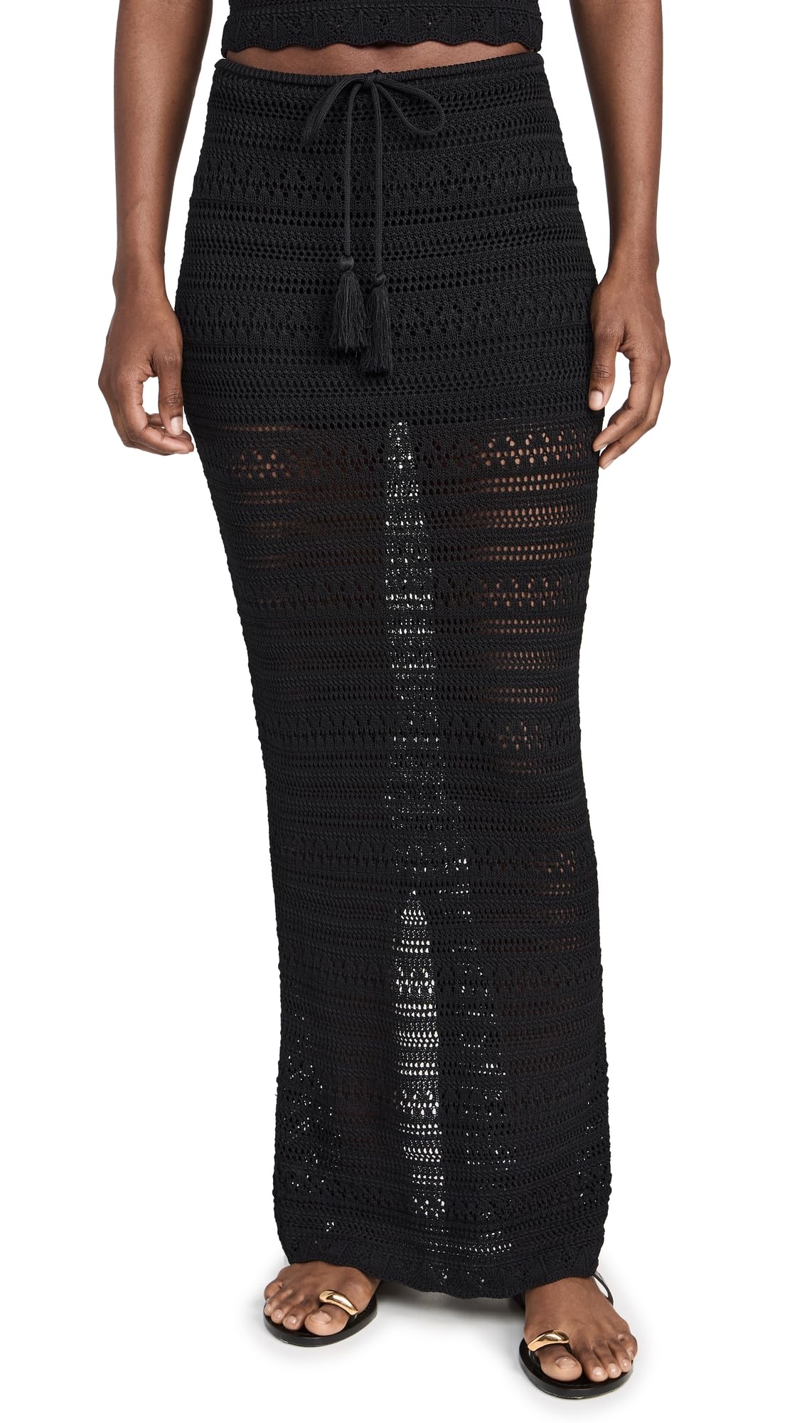 PQ Swim Women's Crochet Long Skirt - Boho Beach Cover Up, Summer Maxi Skirt for Swimwear, Poolside, Vacations & Music Festivals