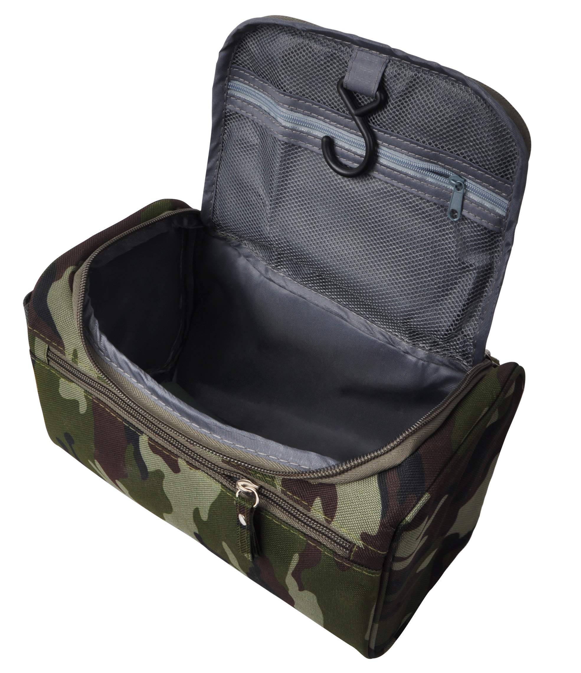 Vercord Men's Travel Toiletry Bag - Waterproof Shaving & Hygiene Organizer for Shower, Bathroom & Gym - Compact Camouflage Dark Green Design