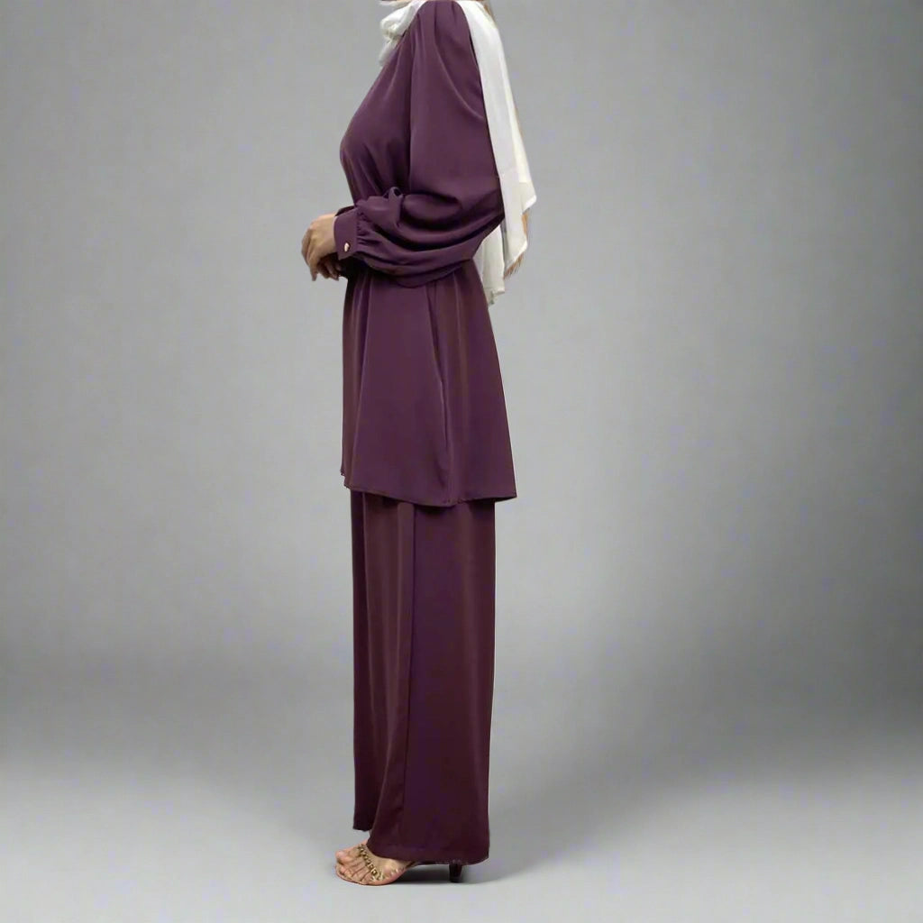 Modest Muslim Women's Daily Wear Pantsuit Set with Matching Top - Perfect for Prayer, Work & Casual Outfits
