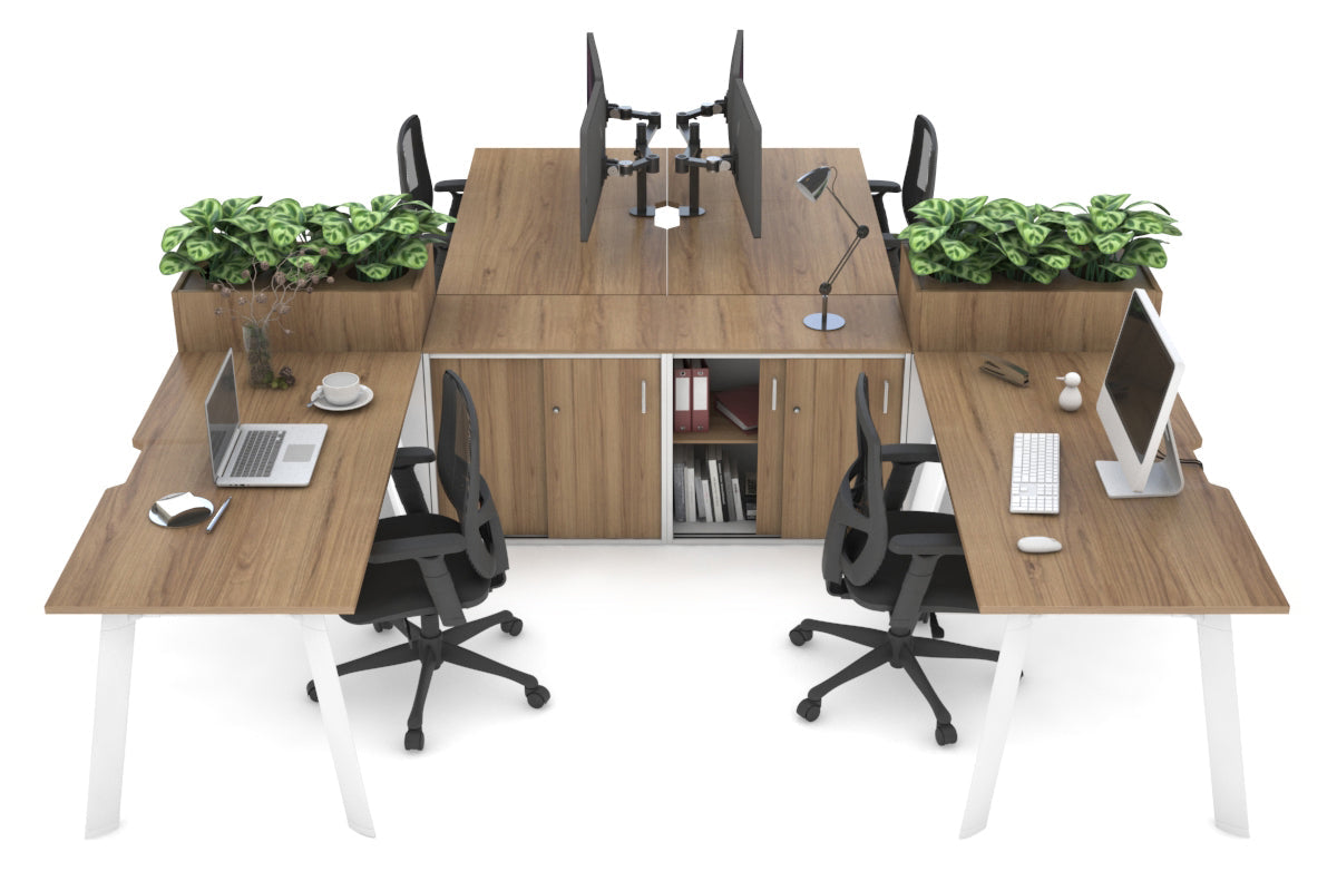4-Person Office Workstation with Uniform Spine - 1400L x 800W Dimensions, Cable Management Scallop - Perfect for Collaborative Workspaces & Open Office Environments