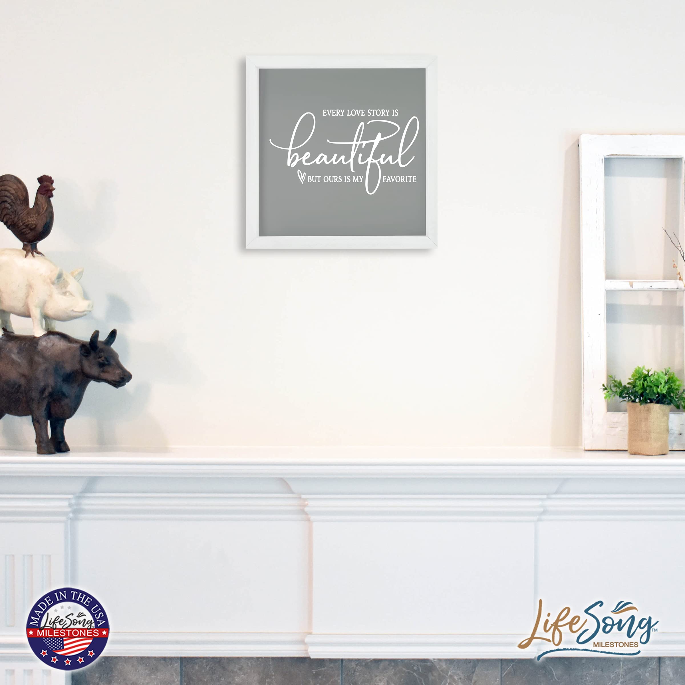 LifeSong Milestones Custom Inspirational Wooden Wall Art - 7x7 Inch Framed Shadow Box with Funny & Modern Quotes - Perfect for Home Decor, Wedding Gifts, Nursery, Office & Living Room (Ivory)