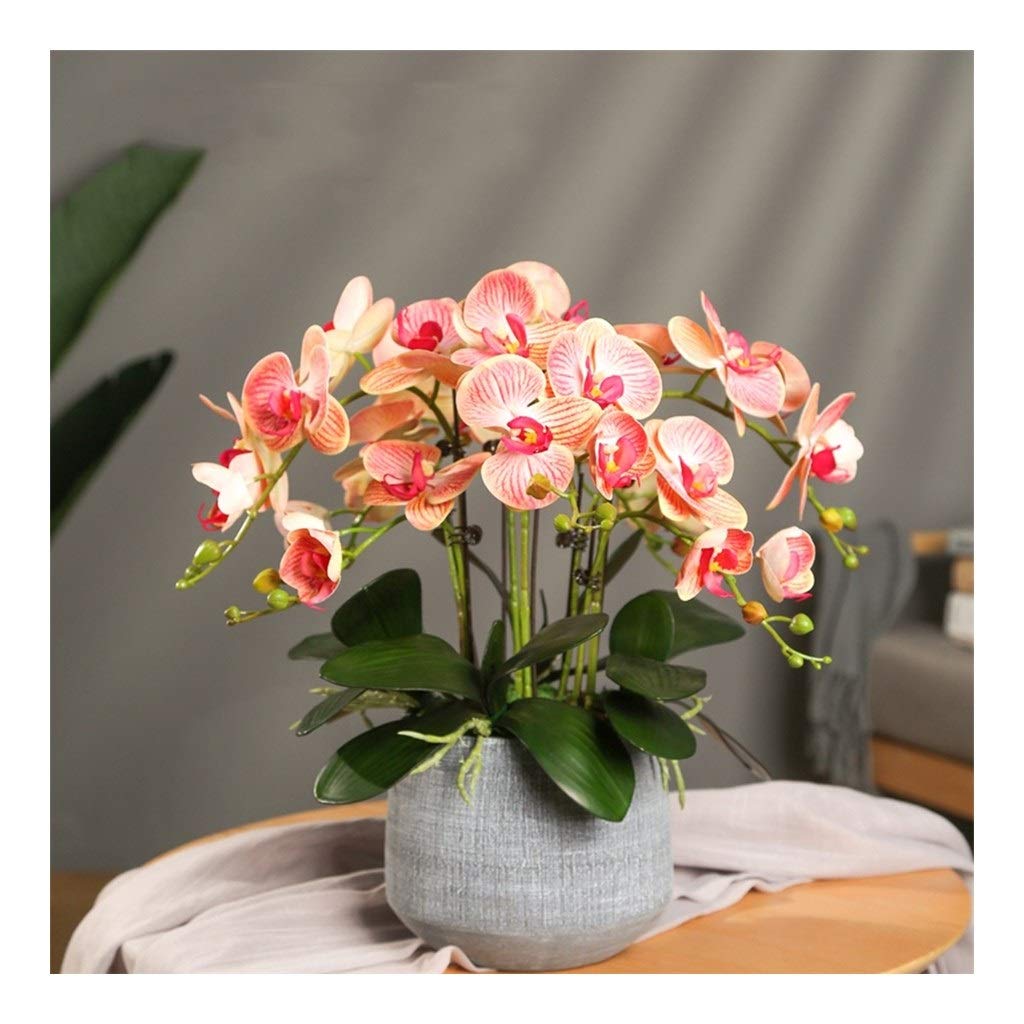 8PCS Artificial Silk Orchid Flowers in Vase - Realistic Faux Phalaenopsis Bonsai Arrangement for Home, Kitchen, Bedroom & Office Decor | Perfect for Table Centerpieces, Wedding Decorations and Housewarming Gifts