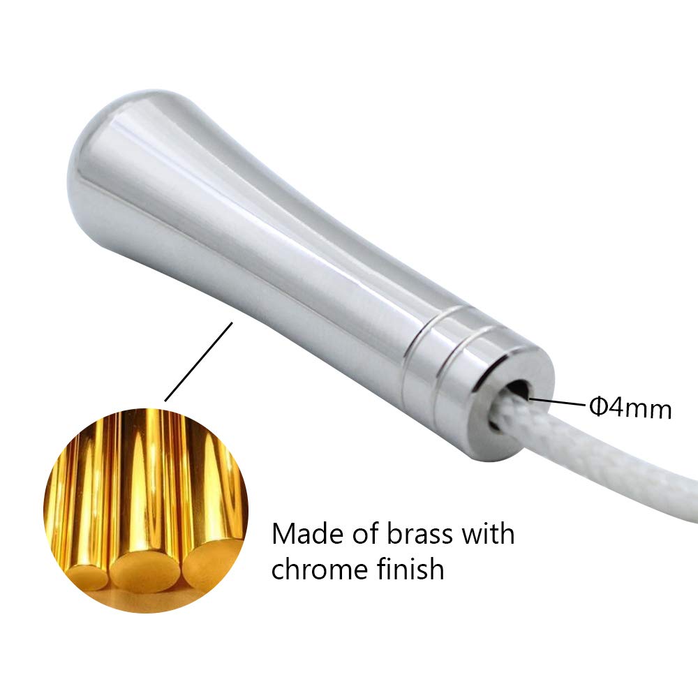 LumenTY 150cm Chrome Light Pull Cord with Brass Handle - 2 Pack | Extension Cord for Ceiling Fans, Blinds & Bathroom Lights | Durable Blind Cord Pull & Light Switch Accessory