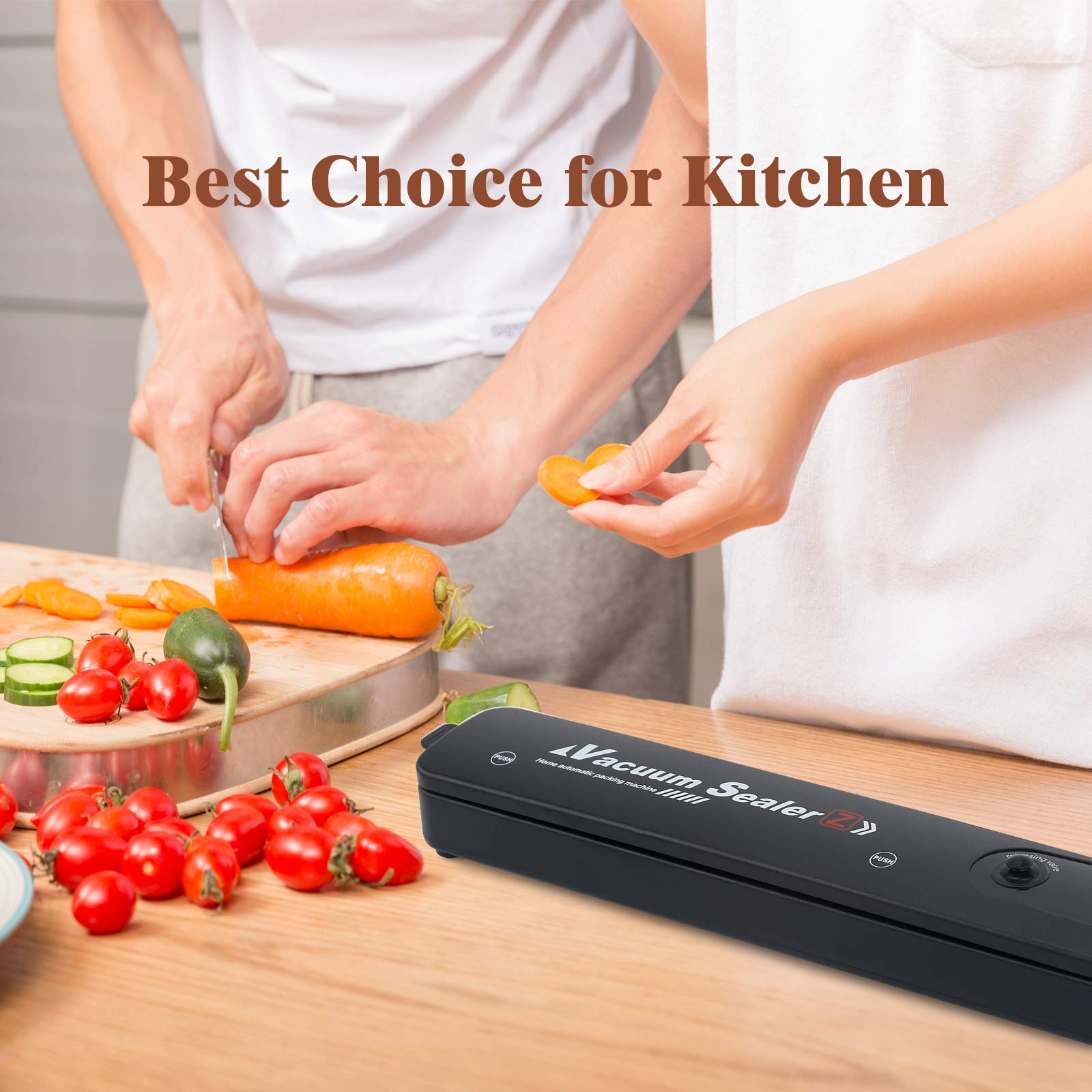 YEIO Automatic Vacuum Sealer Machine for Food Preservation - Compact Portable Food Sealer Works with Dry & Moist Foods | Includes 15 Vacuum Bags | LED Indicator | Perfect for Meal Prep, Sous Vide, Freezer Storage & Camping Trips