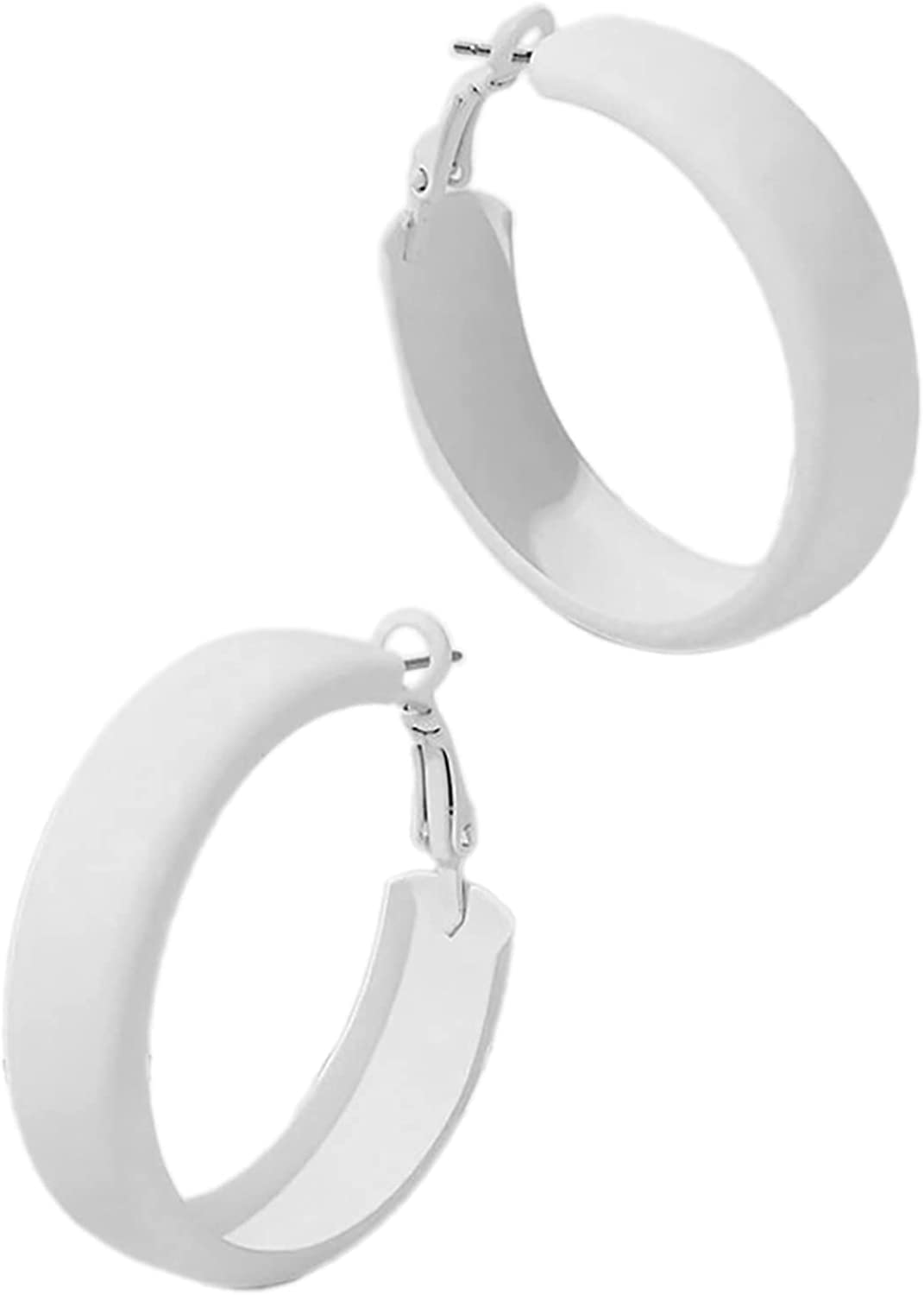 SKNGMO Large Red Matte Round Hoop Earrings for Women - Colorful Enamel Statement Dangle Drop Earrings | Trendy Exaggerated Jewelry for Parties, Weddings & Everyday Wear