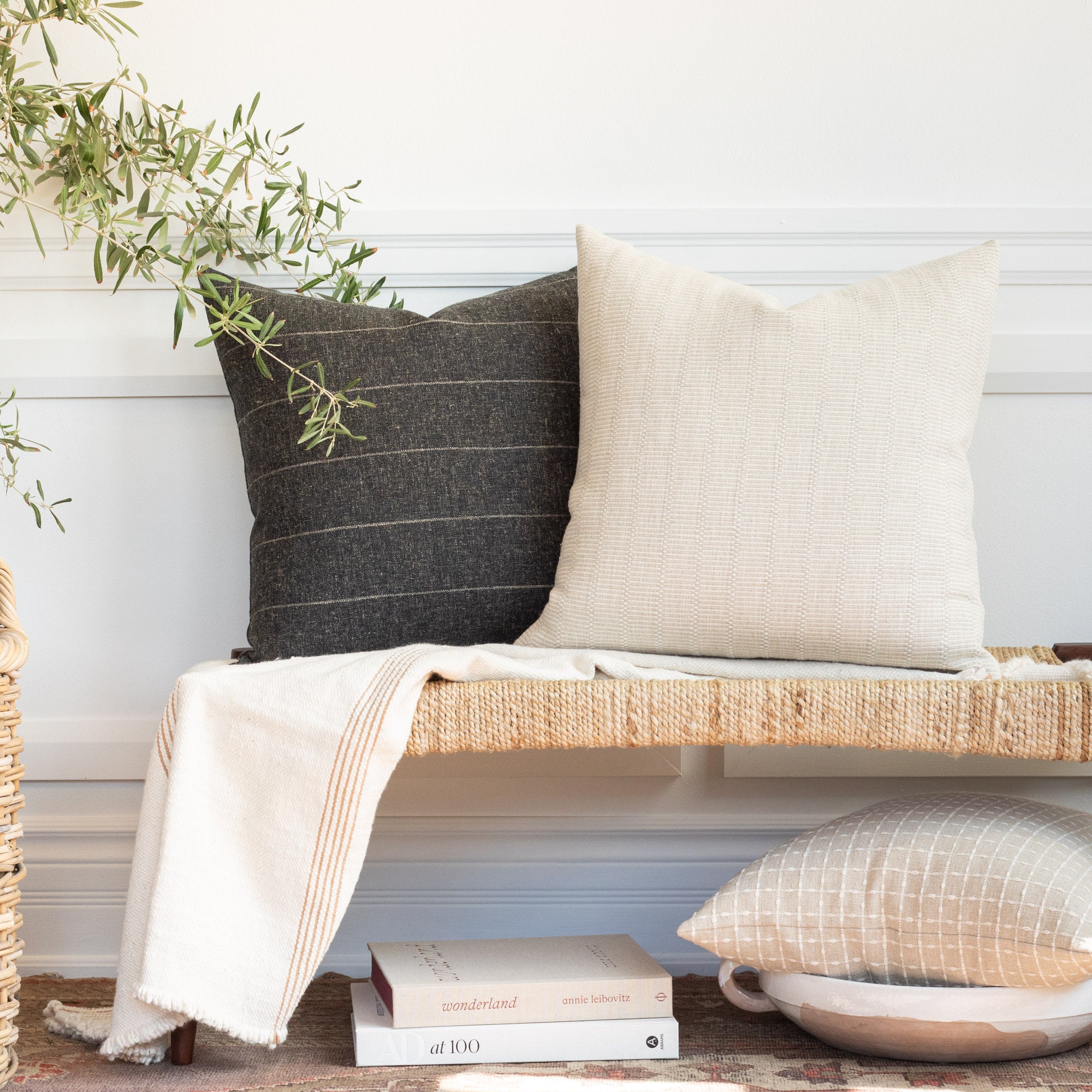 Dunrobin Stripe 22x22 Decorative Throw Pillow Cover - Sable Brown Luxury Cushion for Sofa, Bed & Home Decor