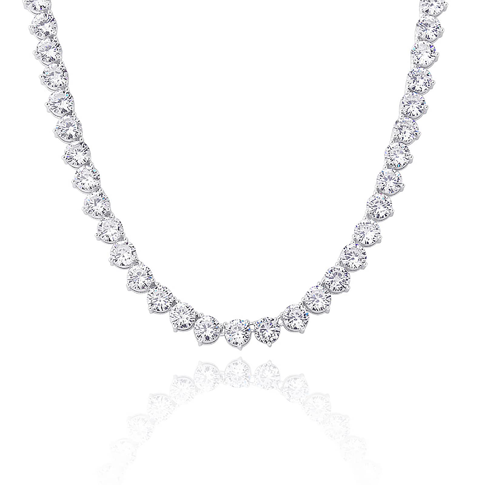 14K Gold Plated Diamond Tennis Chain Necklace - Round Cubic Zirconia Classic Unisex Jewelry for Women & Men (18 Inch) | Perfect for Weddings, Parties & Everyday Elegance