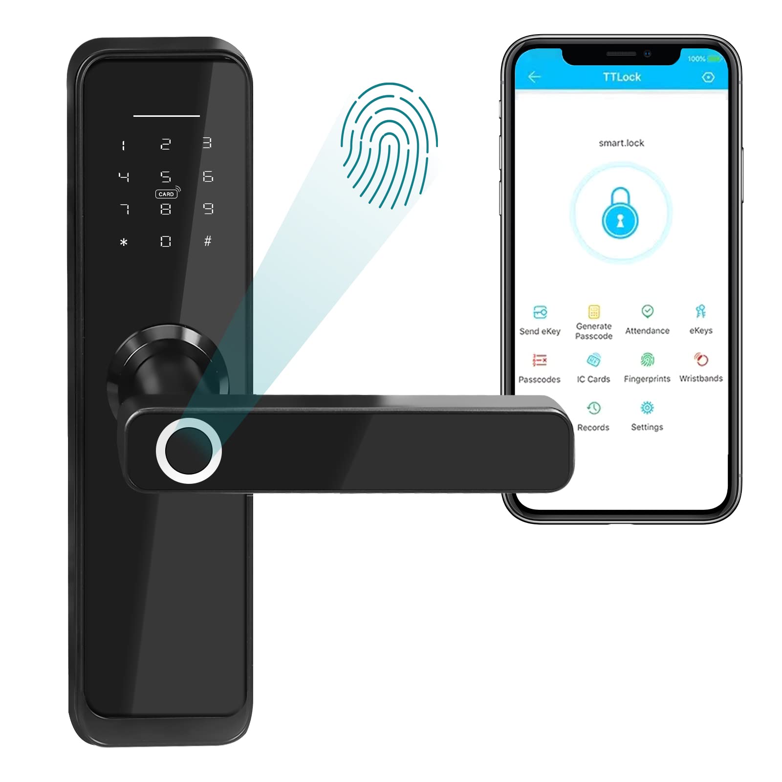 Doroc X2 Smart Door Lock with Handle - Keyless Entry, Bluetooth & Fingerprint Access - Secure Keypad Door Lock for Home & Office - Perfect for Apartments, Vacation Rentals & Smart Homes