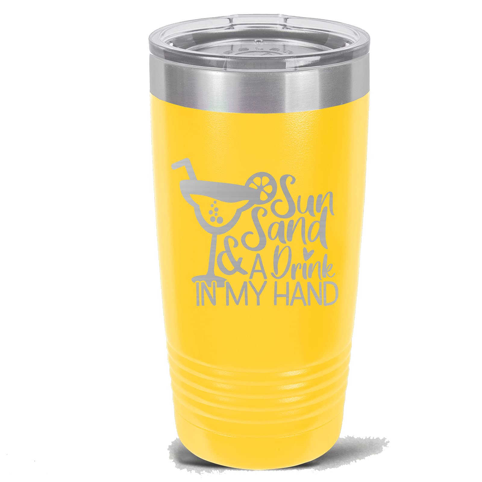 20 oz Stainless Steel Tumbler with Lid & Straw - Insulated Yellow Travel Mug for Hot & Cold Drinks - Perfect for Beach, Pool, Camping & Outdoor Activities