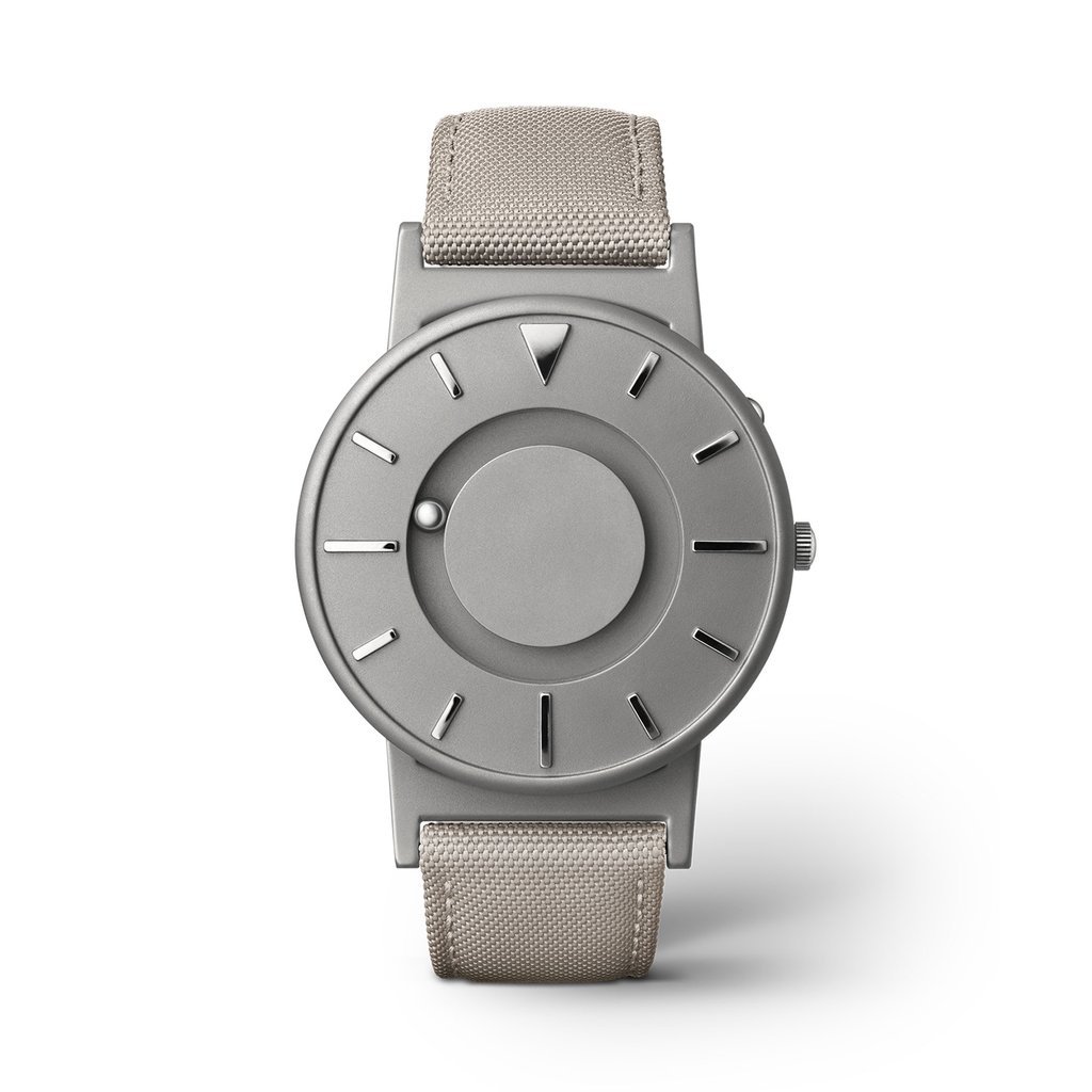 Eone Bradley Canvas Beige Strap Titanium Watch - Stylish Tactile Timepiece for Men & Women | Perfect for Blind & Visually Impaired Users, Business & Casual Wear