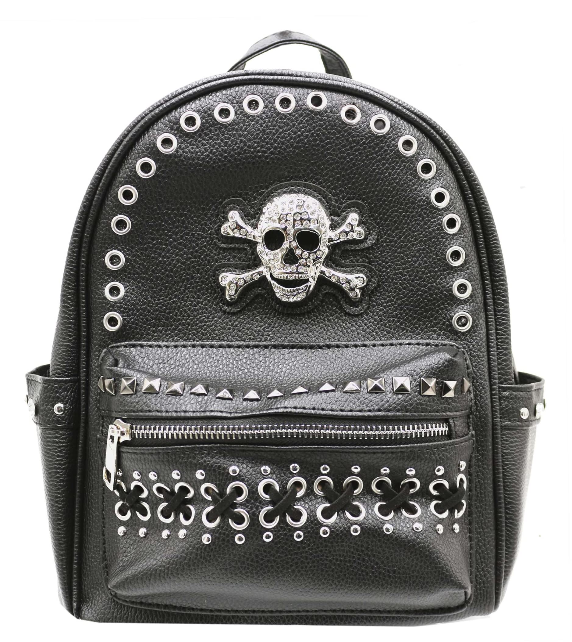 Texas West Metal Skull Concealed Carry Backpack - Anti-Theft Travel Backpack for Women, Motorcycle Biker Purse with Hidden Gun Compartment (Black, G46SK5) - Perfect for Outdoor Adventures, Commuting & Urban Travel
