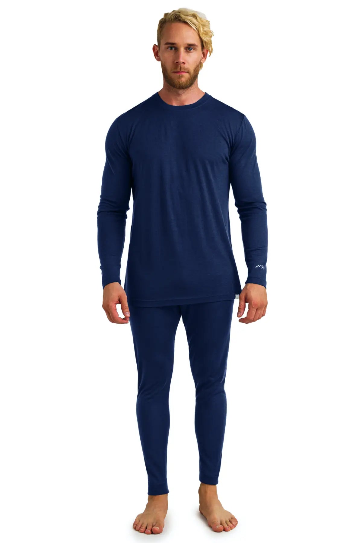 Men's Merino Wool Thermal Underwear Set - 165 Navy Blue - Base Layer for Winter, Skiing & Outdoor Activities