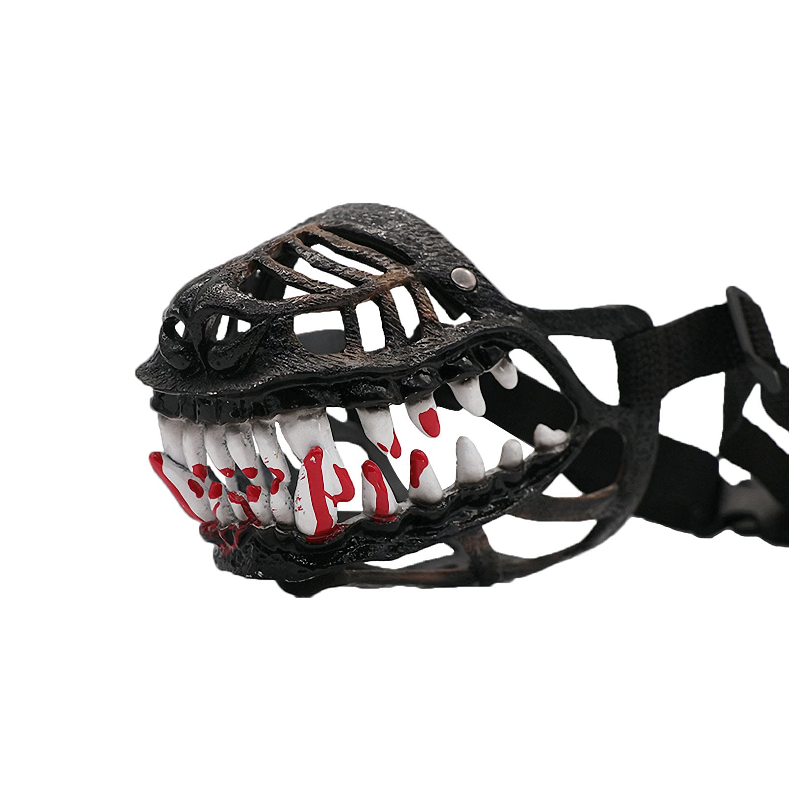 WALKTIME Scary Dog Muzzle with Wolf Teeth - Halloween Pet Costume Accessory for Small Dogs | Bite-Proof Safety Muzzle for Aggressive Dogs, Training & Costume Parties