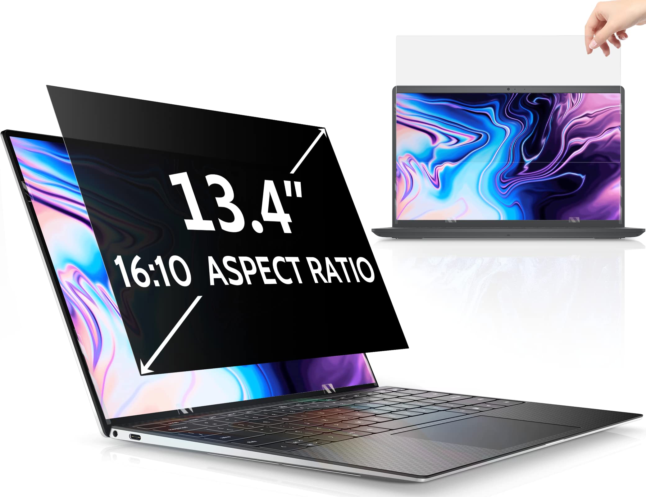 13.4 Inch Laptop Privacy Screen Protector - Anti Glare Blue Light Filter for Lenovo HP Dell Acer Asus ThinkPad Envy XPS (16:10 Aspect Ratio, Removable) - Computer Monitor Security Shield for Office Work, Gaming & Online Classes