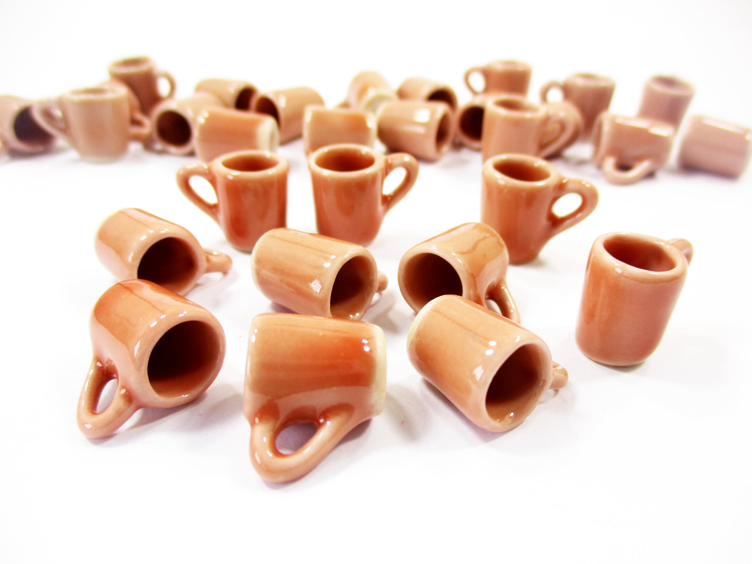 10-Piece Miniature Ceramic Salmon Coffee Tea Funnel Cup Mug Set for 1:6 Scale Dollhouse Kitchen Accessories - Perfect for Dollhouse Decor, Miniature Displays & Collectors