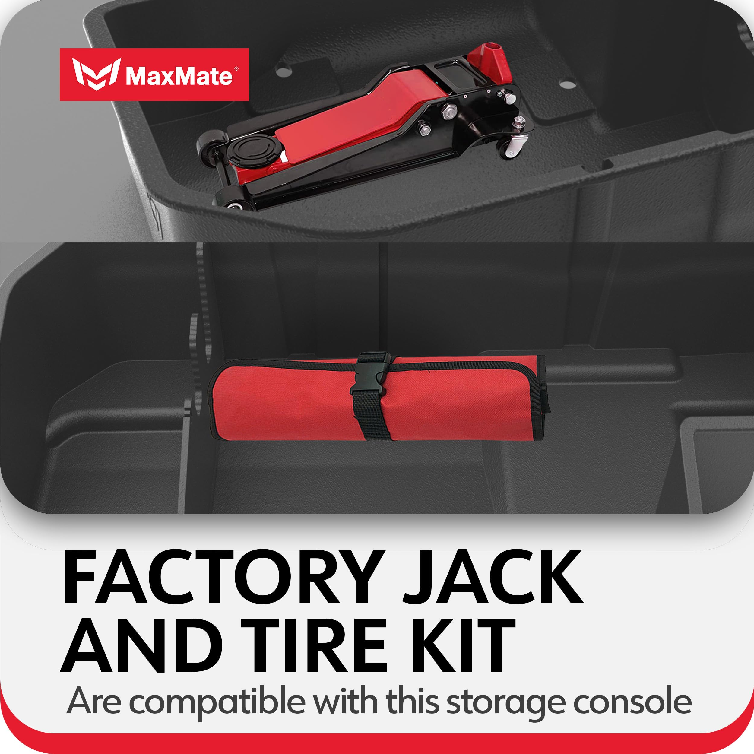 MaxMate Underseat Storage Box for 2019-2025 Chevy Silverado & GMC Sierra 1500/2500/3500 HD | Double & Crew Cab | Black Rear Seat Organizer | Extra Cargo Storage | Perfect for Road Trips, Camping & Work Tools Organization (Model: CB5C2278MX)