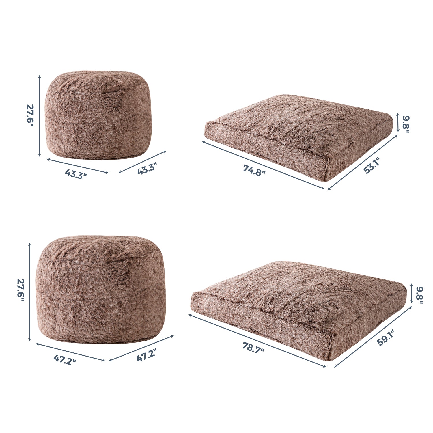 MAXYOYO Giant Bean Bag Bed - Extra Large Faux Fur Convertible Bean Bag Chair to Bed, Soft & Comfy for Adults & Teens - Perfect for Living Room, Bedroom, Dorm or Game Room Lounging