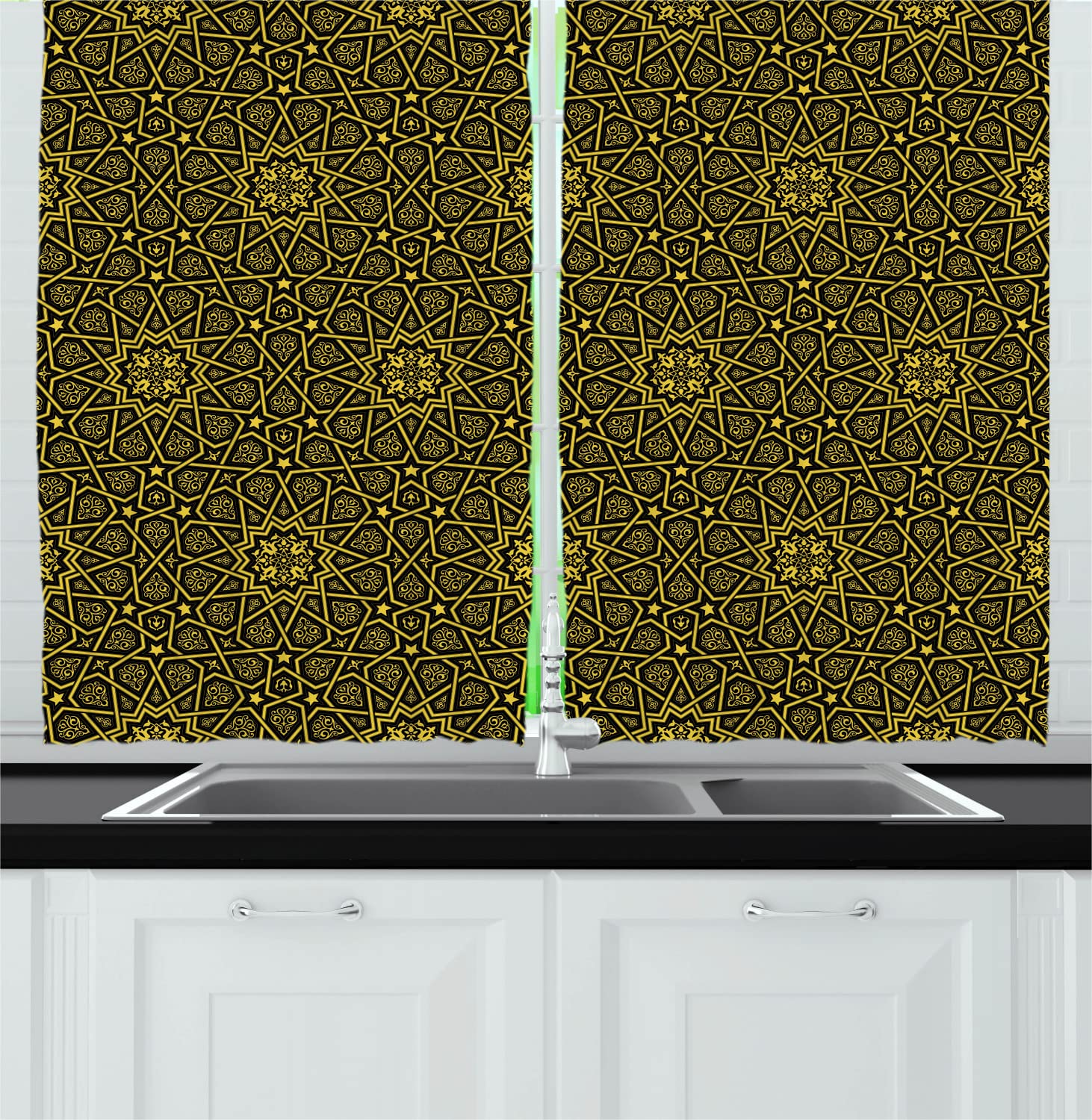 Ambesonne Moroccan Kitchen Curtains - 2 Panel Set, 55