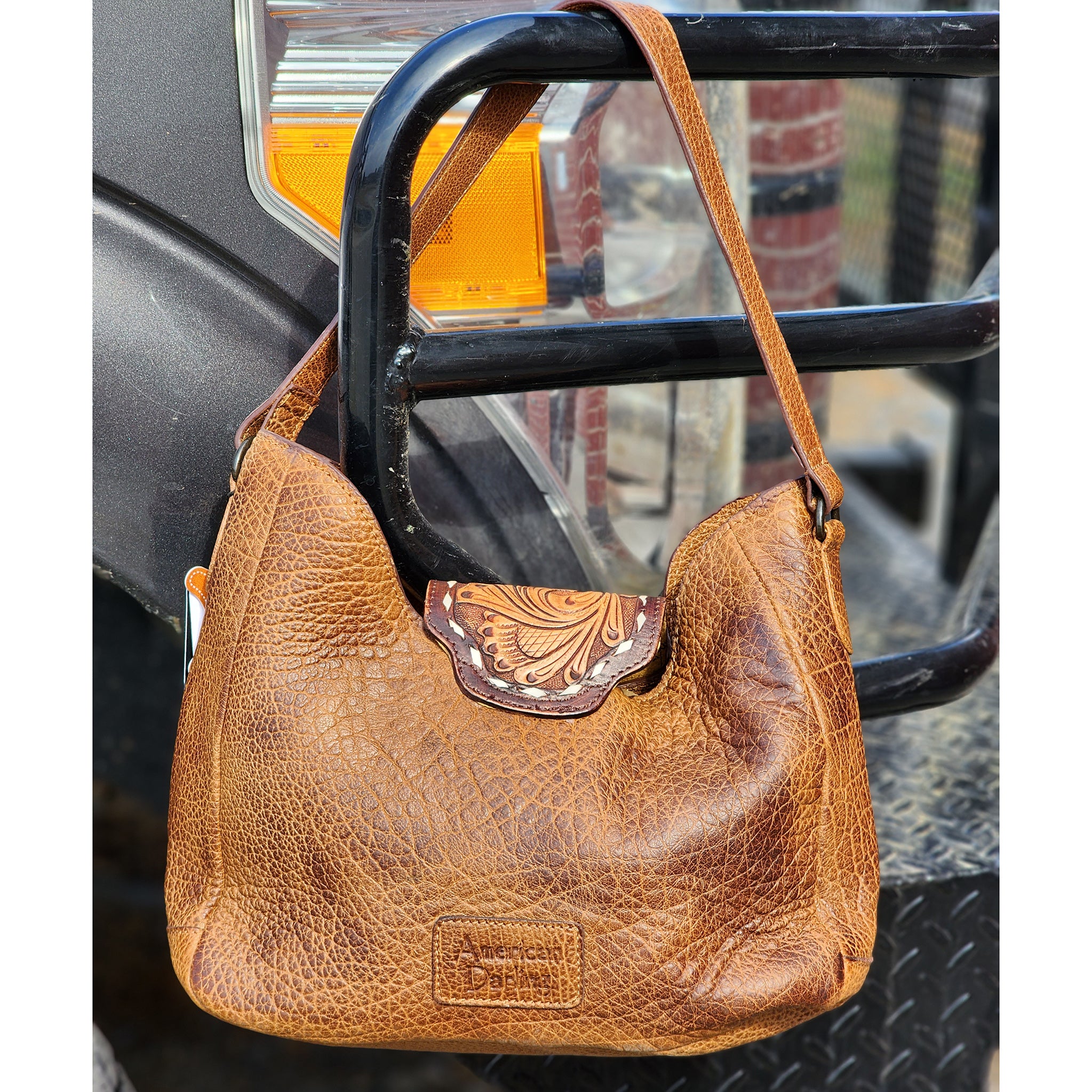 American Darling Bomber Genuine Leather & Cowhide Shoulder Bag for Women - Stylish Crossbody Purse for Travel, Work & Everyday Use