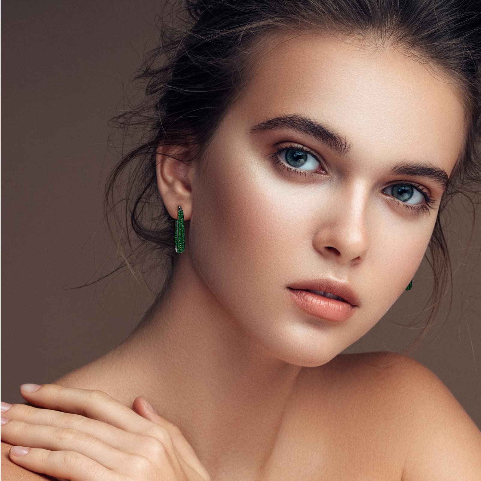 Silver Plated Crystal Hoop Earrings for Women - 1.2 Inch Oval Inside Out Design | Elegant Everyday Jewelry for Work, Parties & Special Occasions