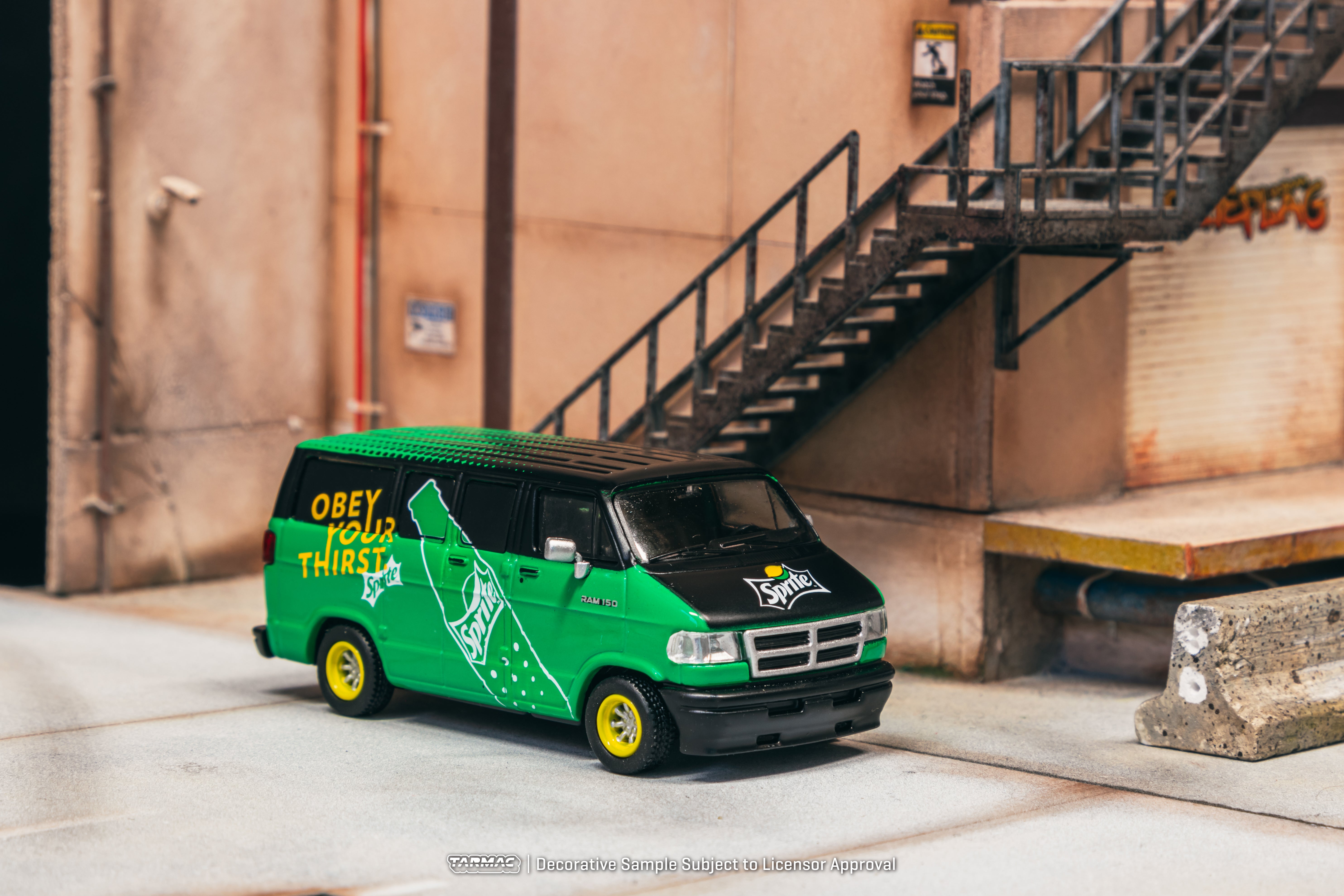 Tarmac Works 1/64 Scale Dodge Van Sprite Delivery Van Diecast Model Car - Collectible Miniature Vehicle for Display & Racing Scenes