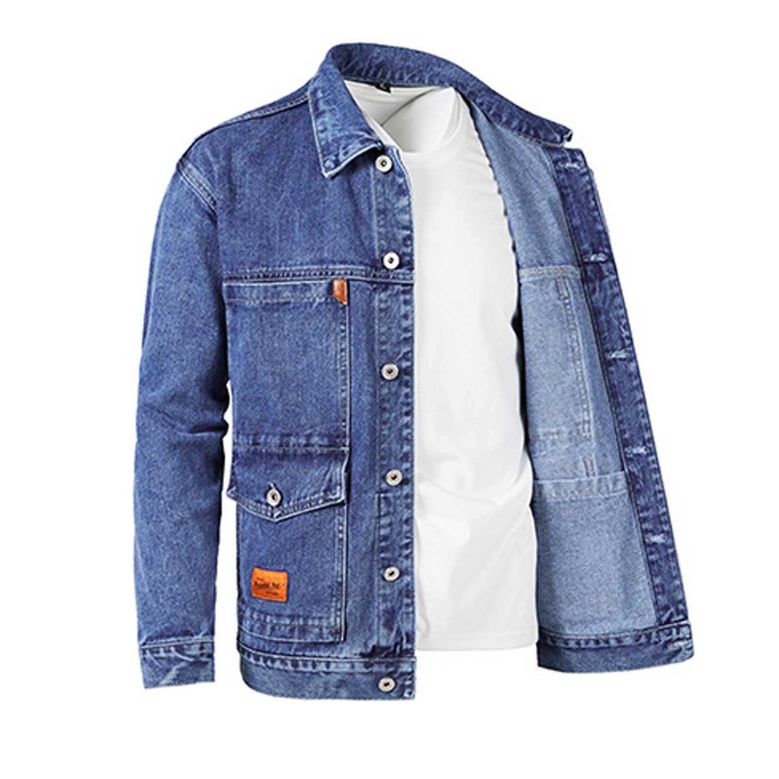 Men's Vintage Washed Denim Jacket - Long Sleeve Loose Fit Lightweight Casual Outerwear - Button Down Jean Coat for Outdoor Activities, Streetwear & Cowboy Style (Sizes M-4XL) - Perfect for Spring/Fall Layering, Weekend Outings & Casual Work Wear