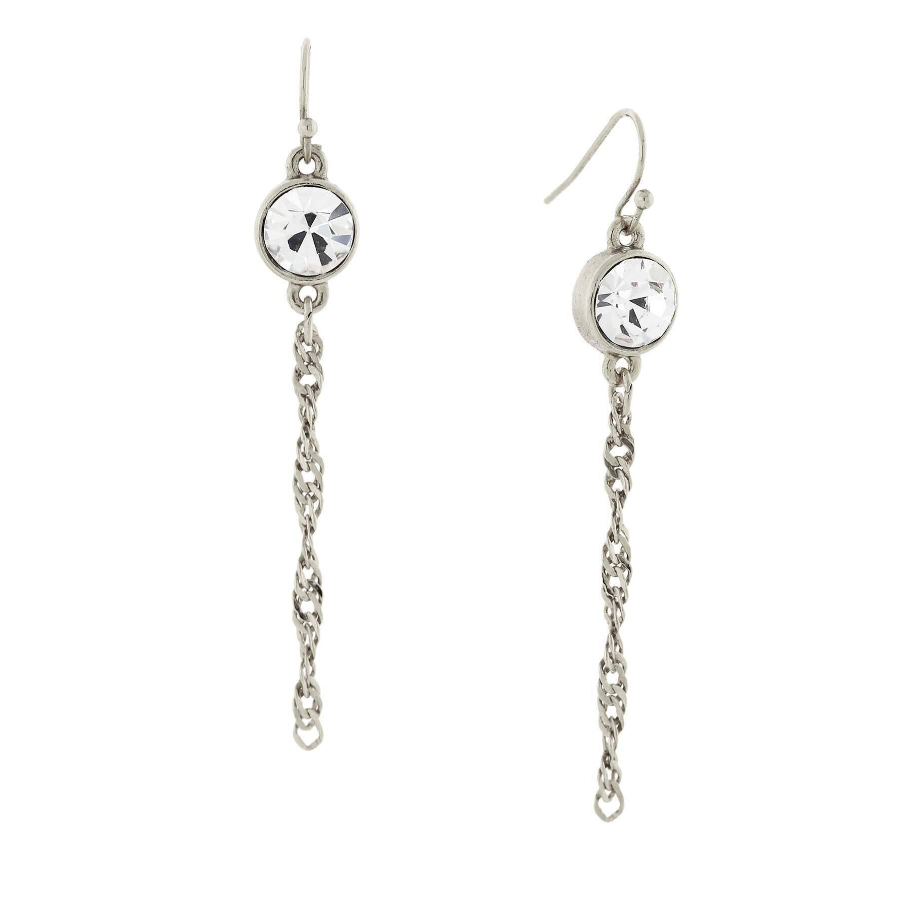 1928 Jewelry Crystal Chain Linear Drop Earrings for Women - Elegant Dangling Earrings for Party, Wedding & Evening Wear