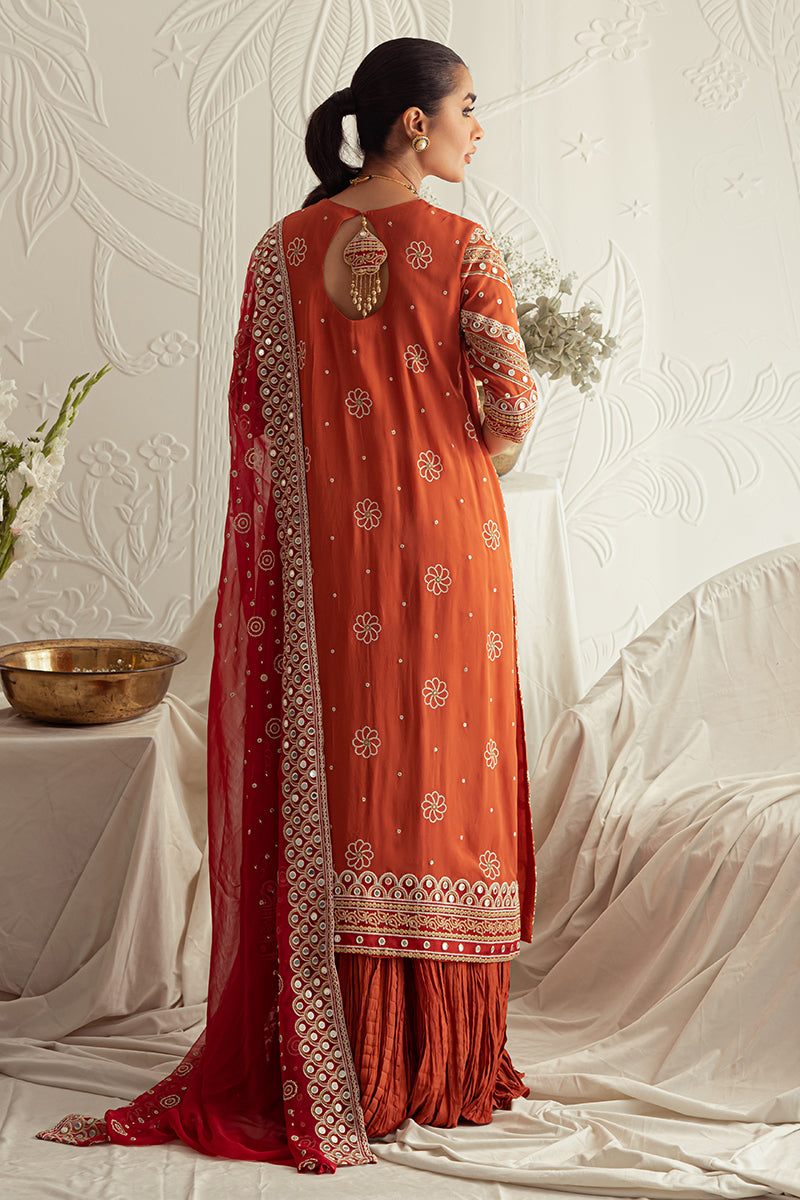 CRIMSON RUBY 4PC CHIFFON EMBROIDERED SUIT - Elegant Women's Formal Outfit for Weddings, Parties & Special Occasions