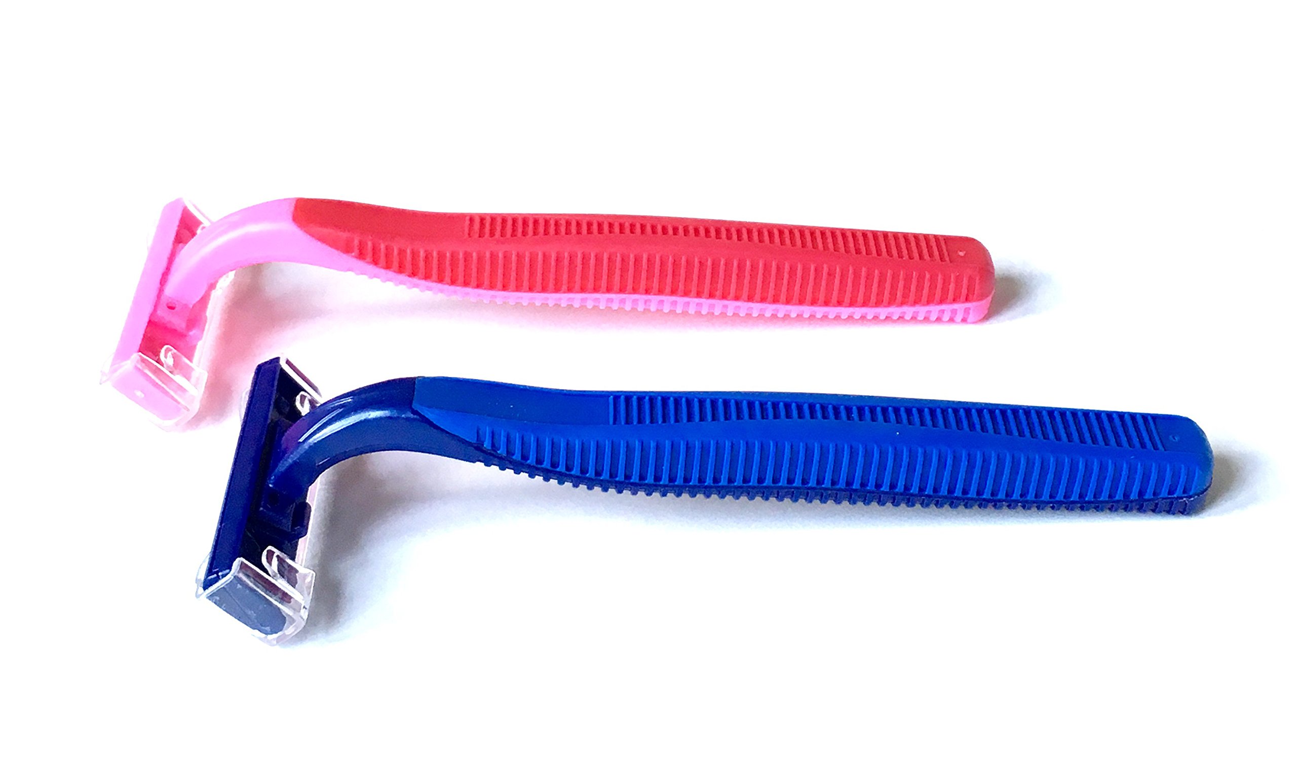 100-Pack Blue & Pink Disposable Stainless Steel Razor Blades - Premium Twin Blade Shavers for Men & Women with Aloe Vera Strip | Salon Quality, Smooth Shaving for Travel, Hotels & Home Use