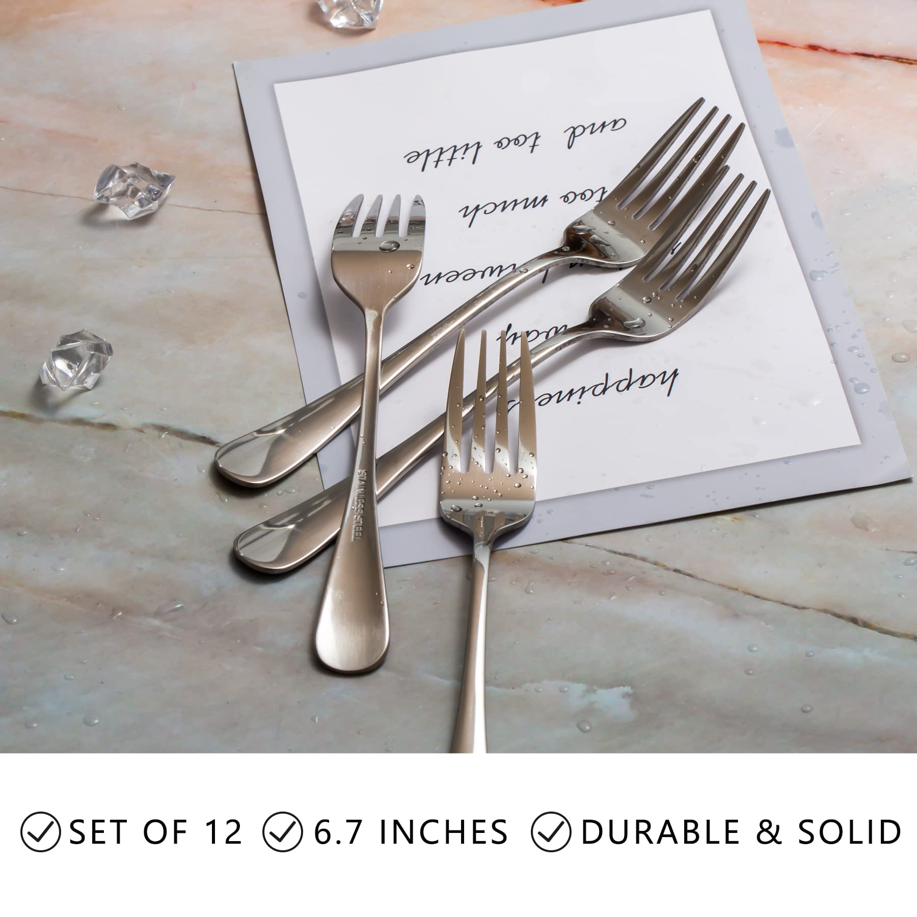 ELLERT 12-Piece Stainless Steel Salad Forks & Dessert Forks Set - 18/10 Mirror Polished Dishwasher Safe Silverware (6.7 Inches, Silver) - Perfect for Dinner Parties, Weddings, Restaurants & Home Entertaining