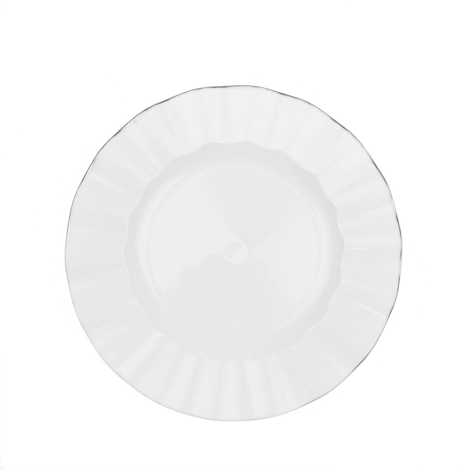 Efavormart 10-Pack White 9-Inch Round Plastic Dessert Plates with Gold Wavy Rim - Disposable Salad & Appetizer Plates for Weddings, Parties, Banquets, Holiday Dining, Picnics & Outdoor Events