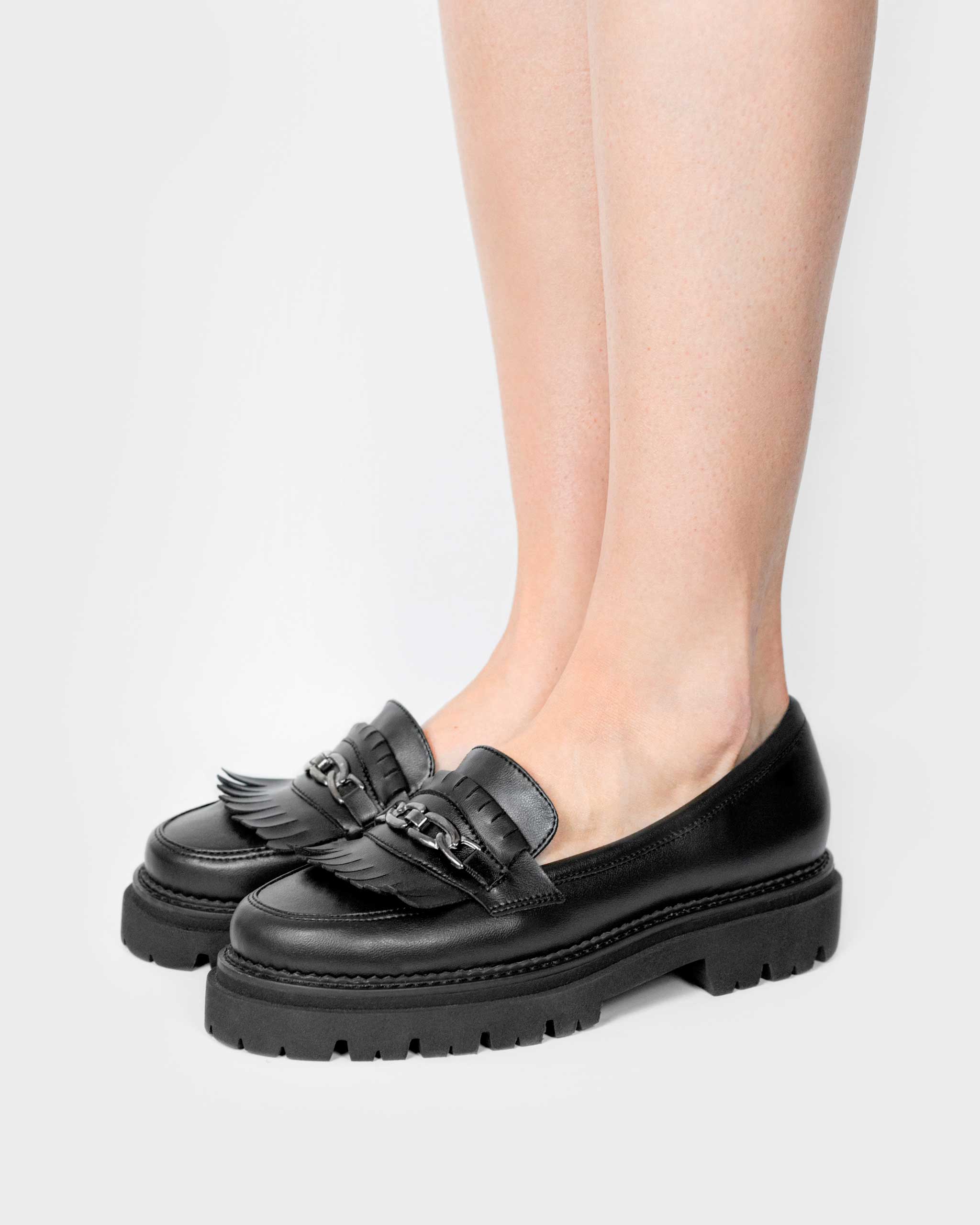 Chunky Women's Vegan Leather Loafers - Black Grape Color | Comfortable Slip-On Shoes for Casual Wear, Office & Travel