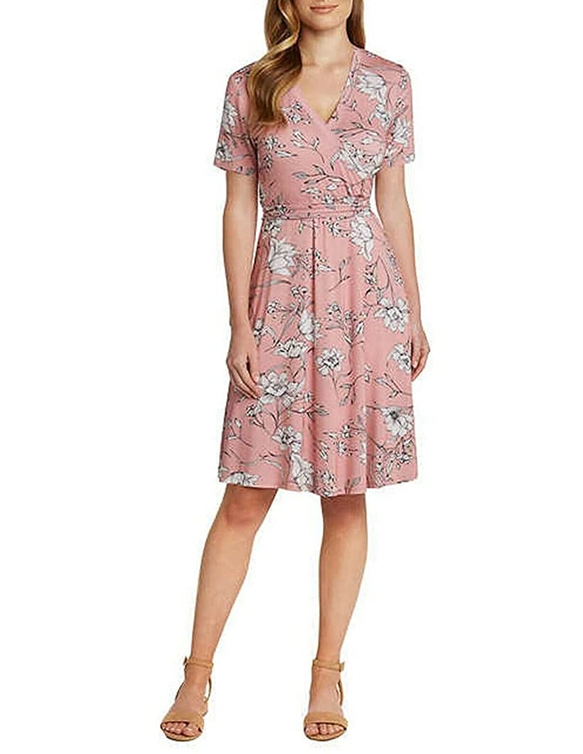 Matty M Women's Wrap Front Short Sleeve Casual Dress - Flattering Summer Dress for Beach, Vacation & Everyday Wear