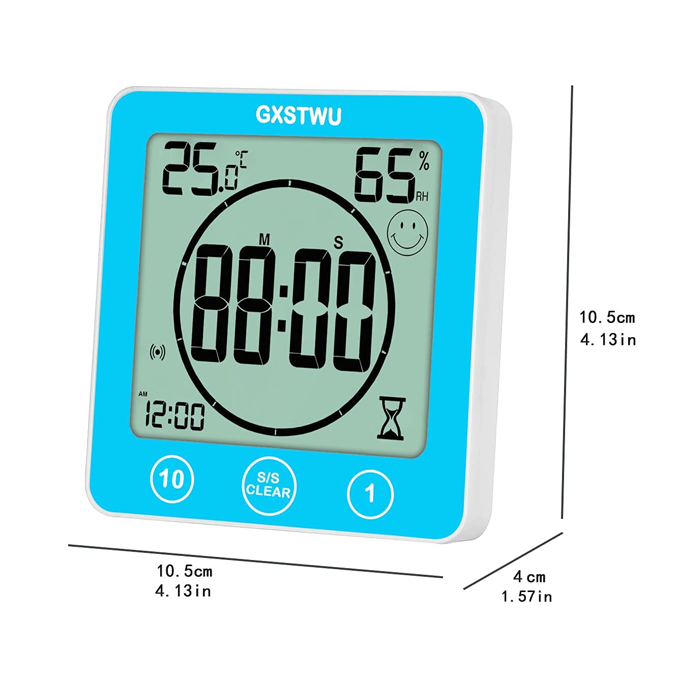 Waterproof Digital Shower Clock with Timer - Touch Screen Bathroom Alarm Clock with Count Up/Down, Temperature & Humidity Display - Wall Mount, Magnetic, Suction Cup or Stand (Blue) - Perfect for Bathroom, Kitchen, Gym & Home Use