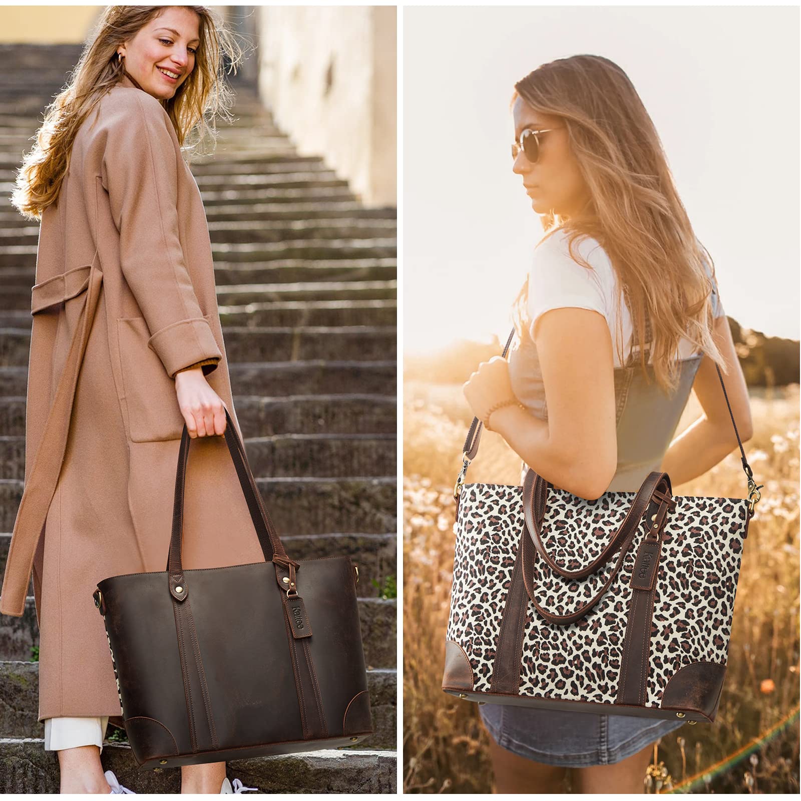 Stylish Kattee Leather Tote Bags for Women - Large Work Purse & Shoulder Crossbody Handbag | Perfect for Office, Travel & Everyday Use