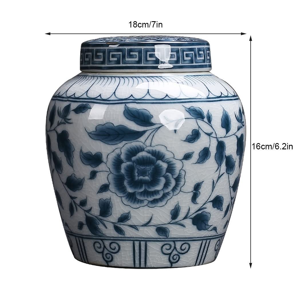 Premium Ceramic Storage Jars with Sealed Lids - Traditional Elegant Pattern Tea Canisters & Food Containers for Kitchen - Ideal for Storing Spices, Tea, Coffee, Condiments (Large Size) | Perfect for Pantry Organization, Tea Ceremonies & Gourmet Cooking