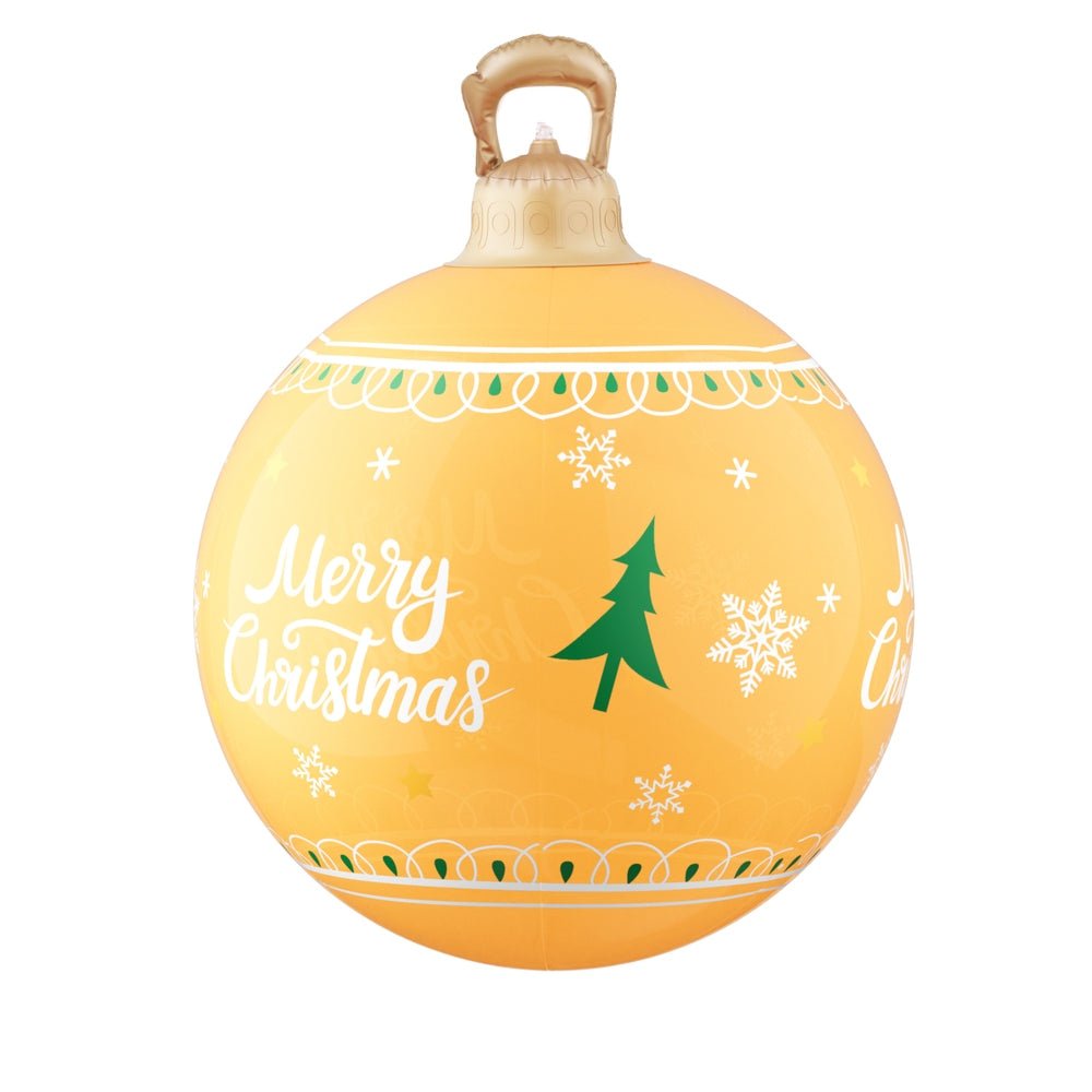 60cm Giant Gold LED Inflatable Christmas Ball Decoration - Outdoor Holiday Party Decor for Yard, Garden, and Festive Events