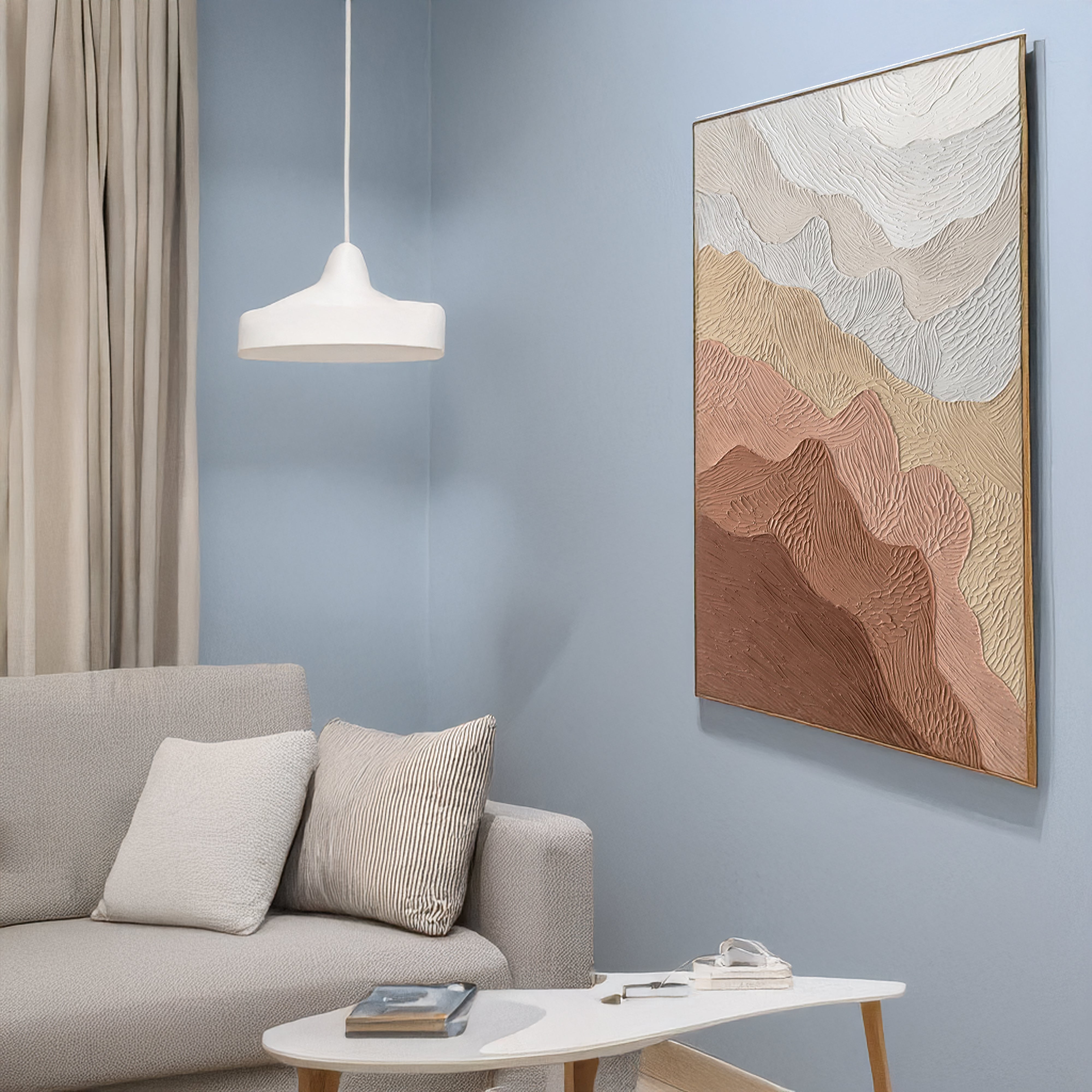 Urban Style Brushmarks Oil Painting Textured Ochre Ripples - Handmade Canvas Wall Art for Living Room, Bedroom & Office Decor