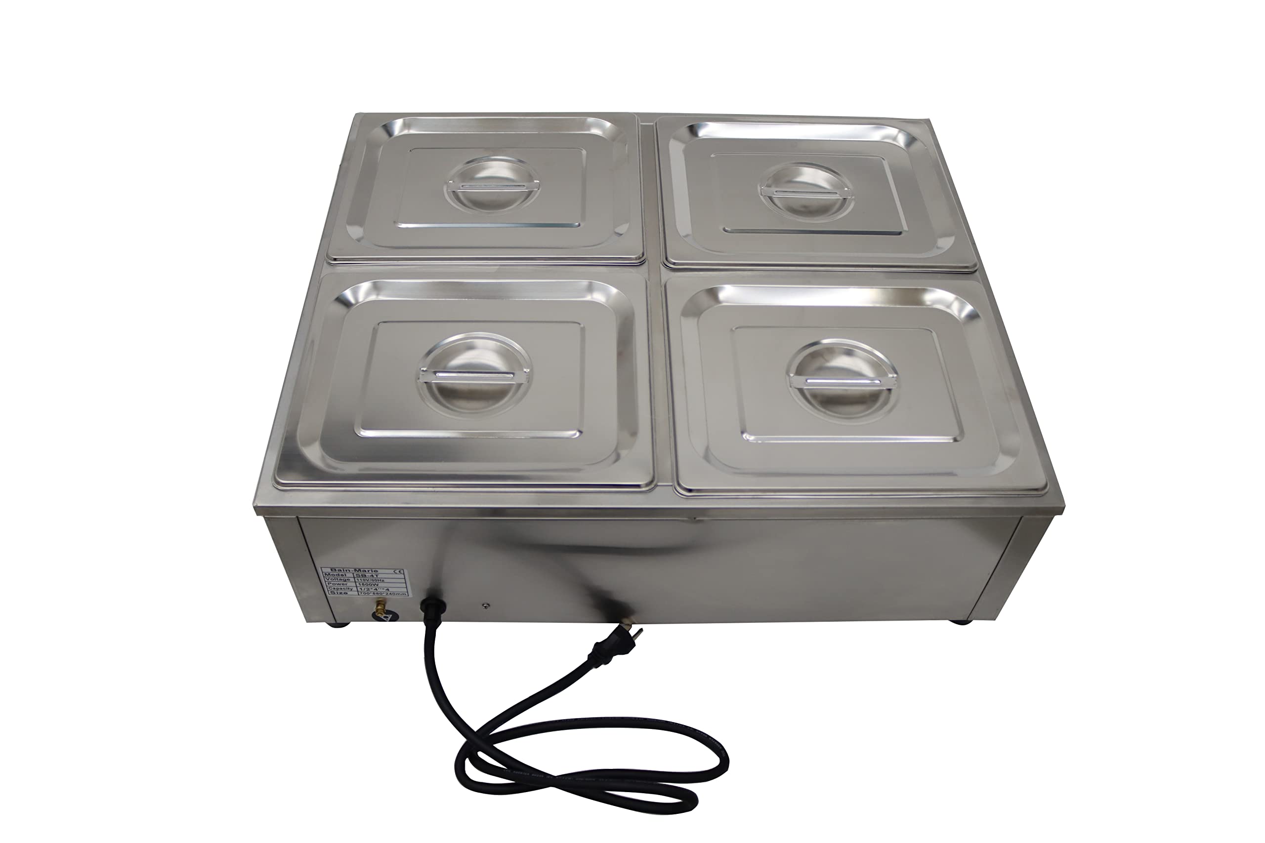 INTBUYING 4-Pan Commercial Countertop Food Warmer - 110V Bain Marie Buffet Steam Table for Restaurants, Catering & Buffet Service | Perfect for Keeping Food Warm at Events, Parties and Cafeterias